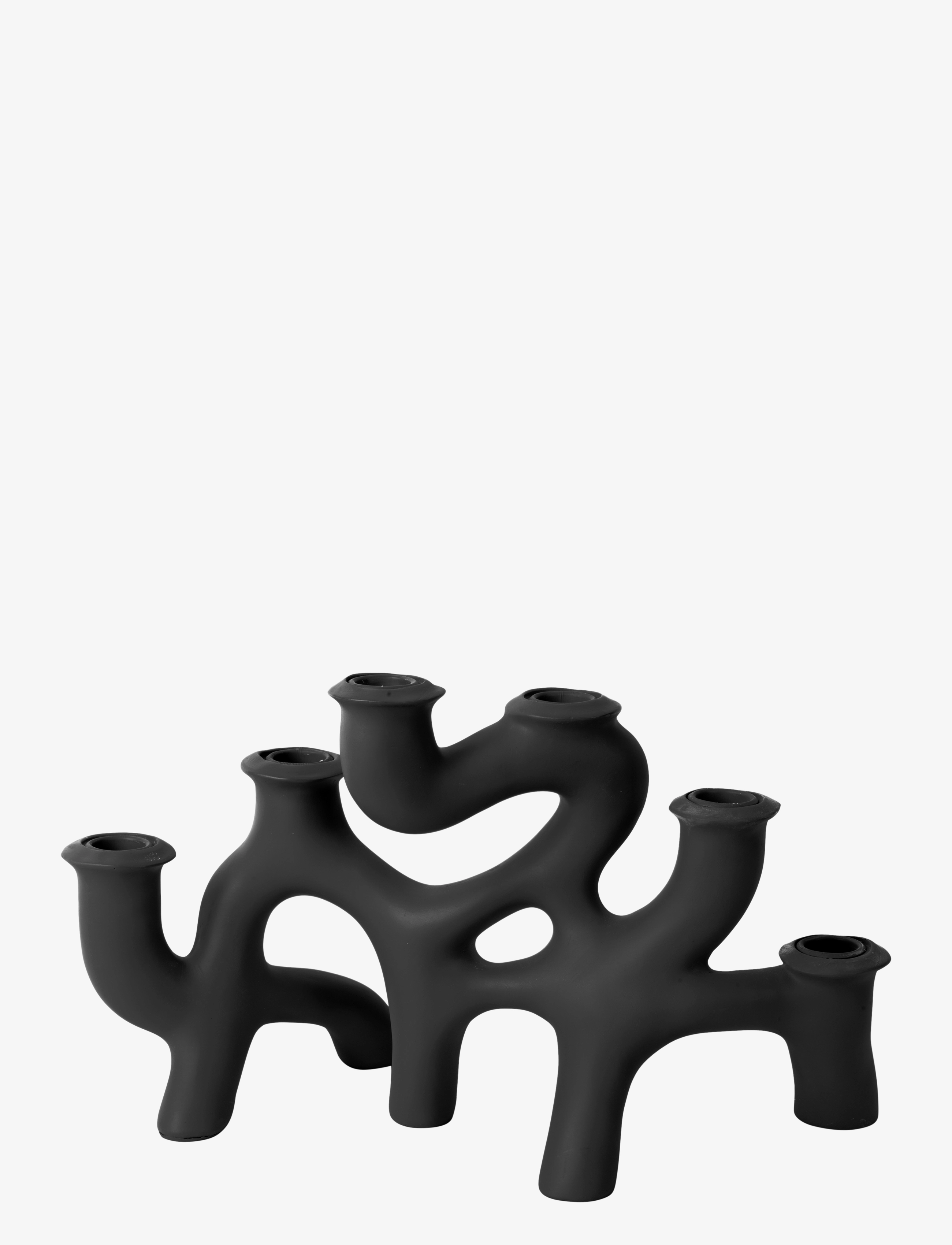 present time - Candle Holder Swirls large polyresin black - black - 3