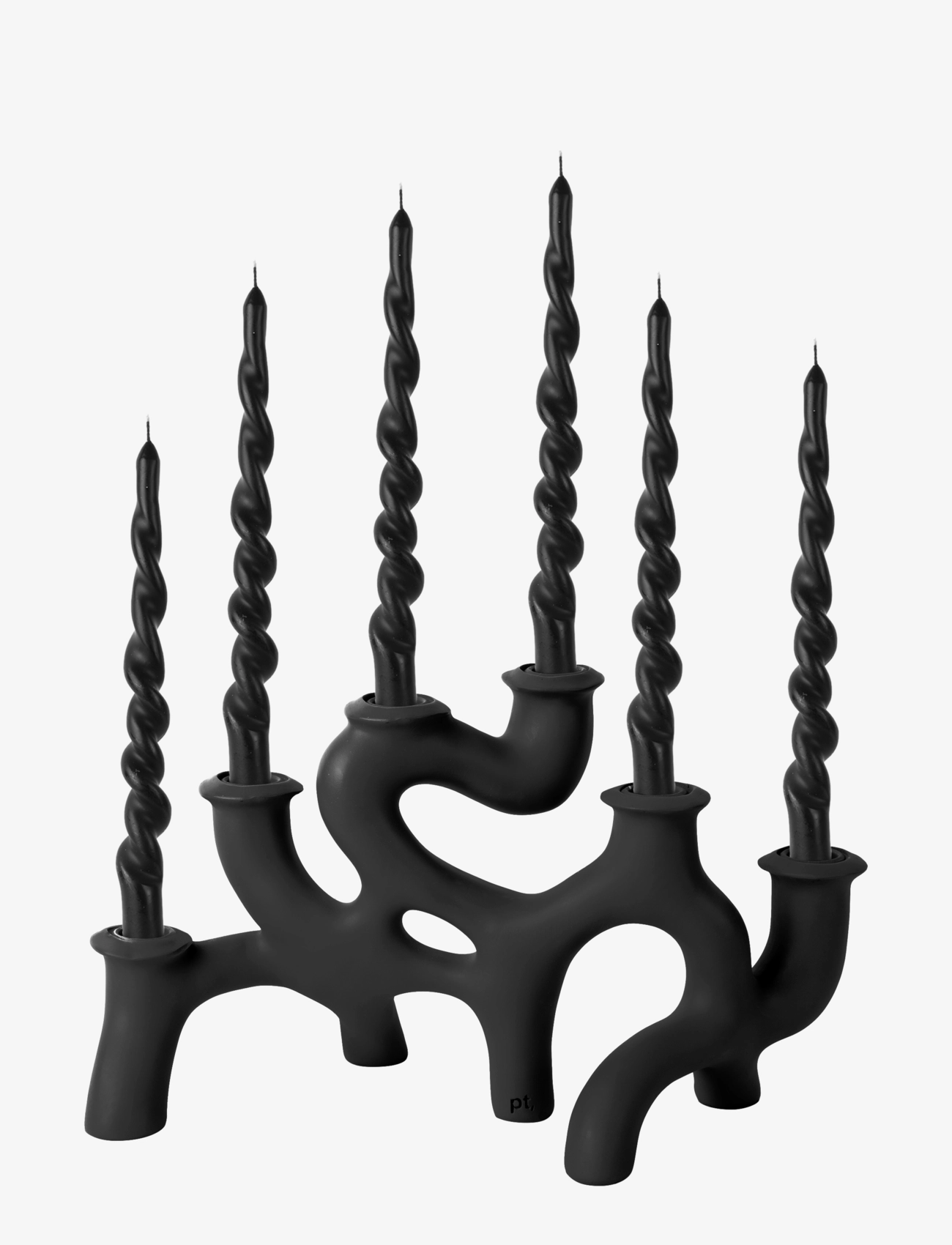 present time - Candle Holder Swirls large polyresin black - black - 4
