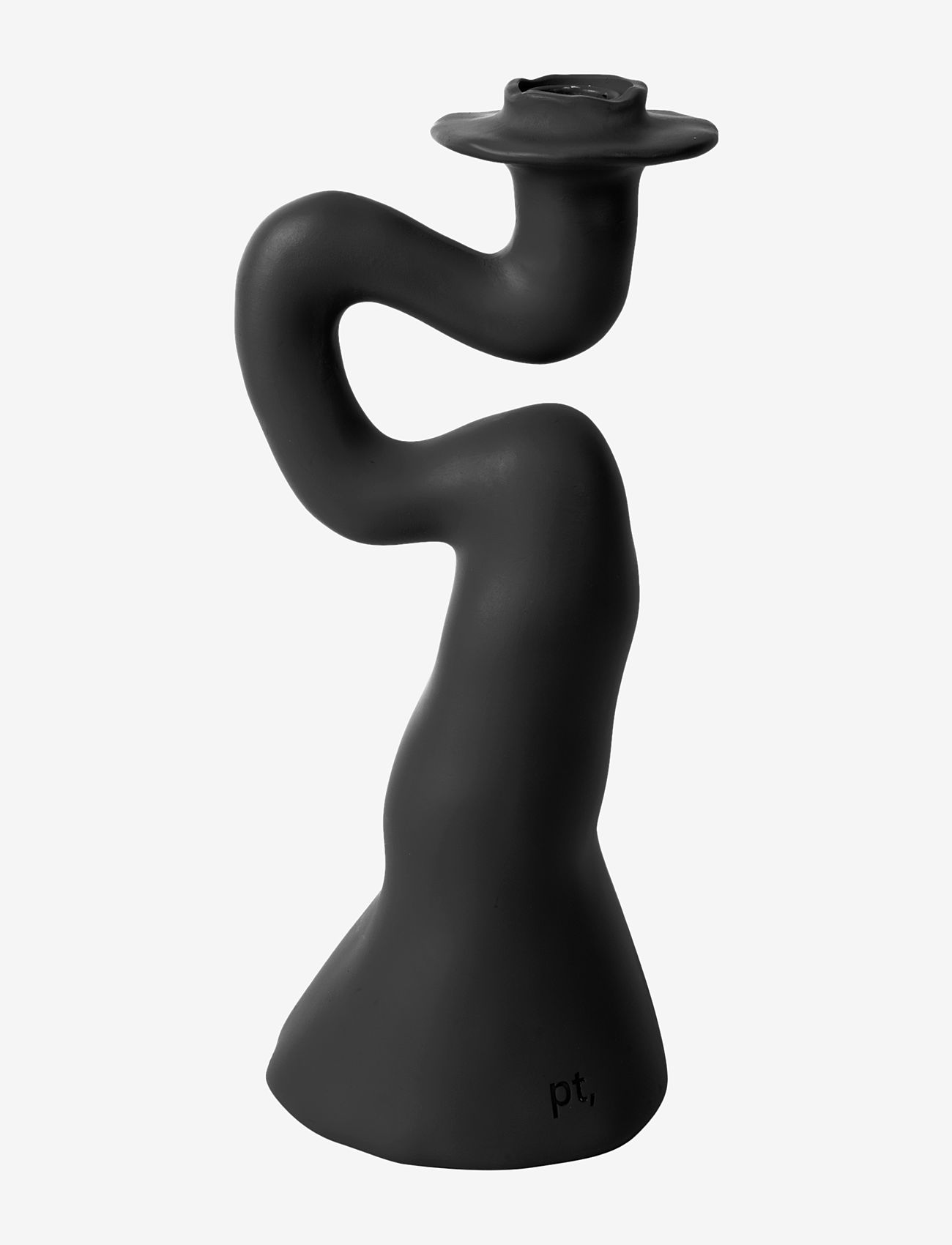 present time - Candle holder Organic Swirl large polyresin black - black - 0
