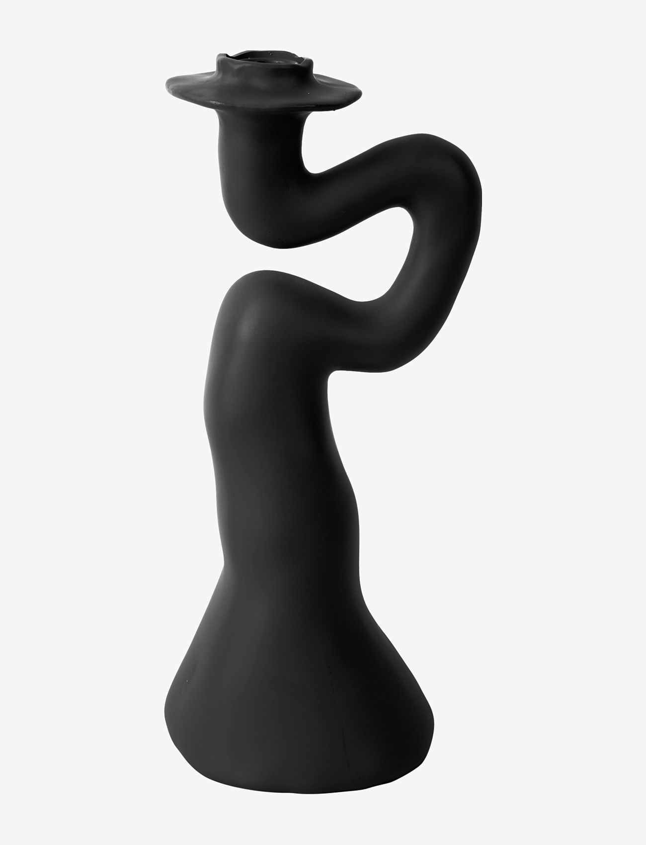 present time - Candle holder Organic Swirl large polyresin black - black - 1