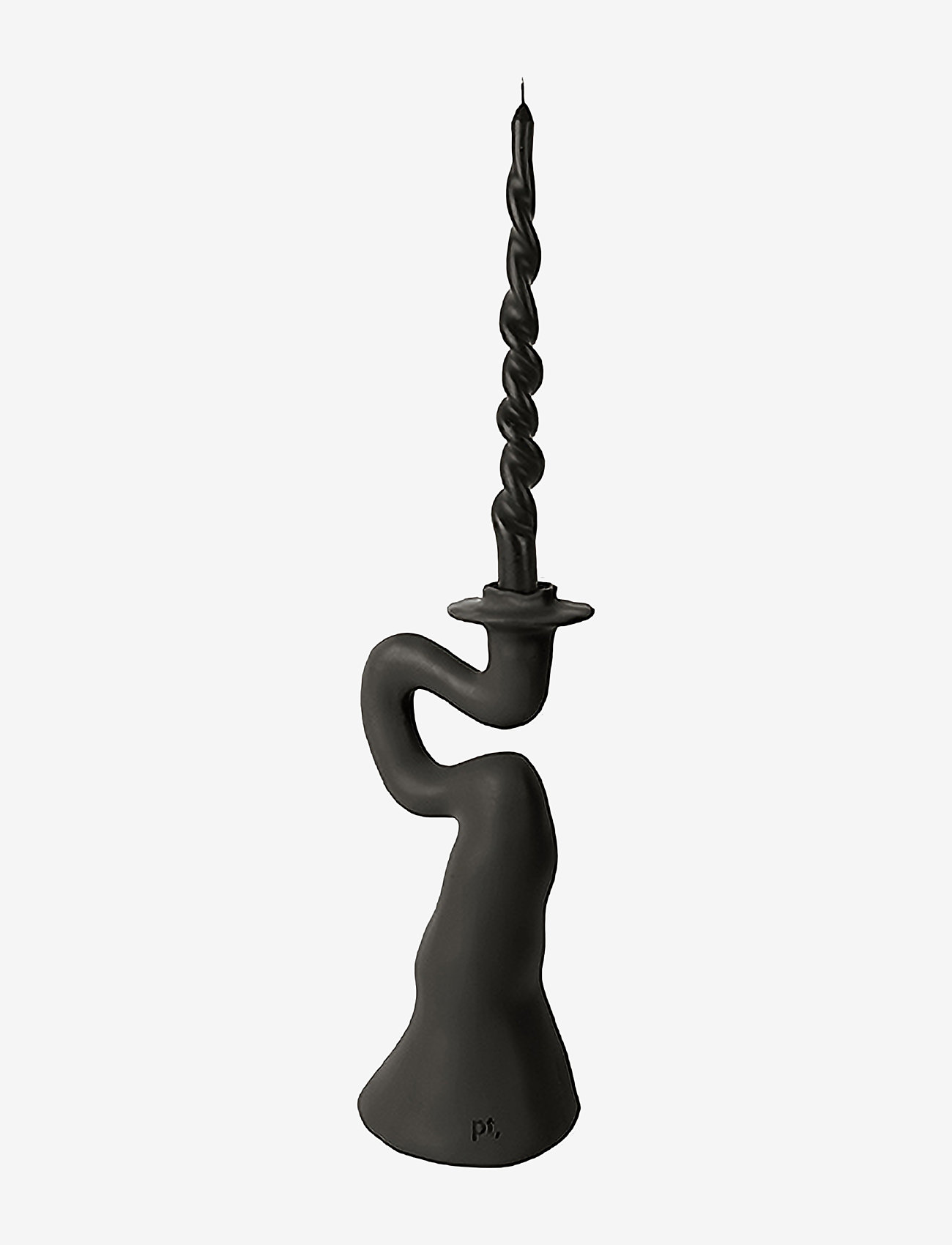 present time - Candle holder Organic Swirl large polyresin black - black - 2