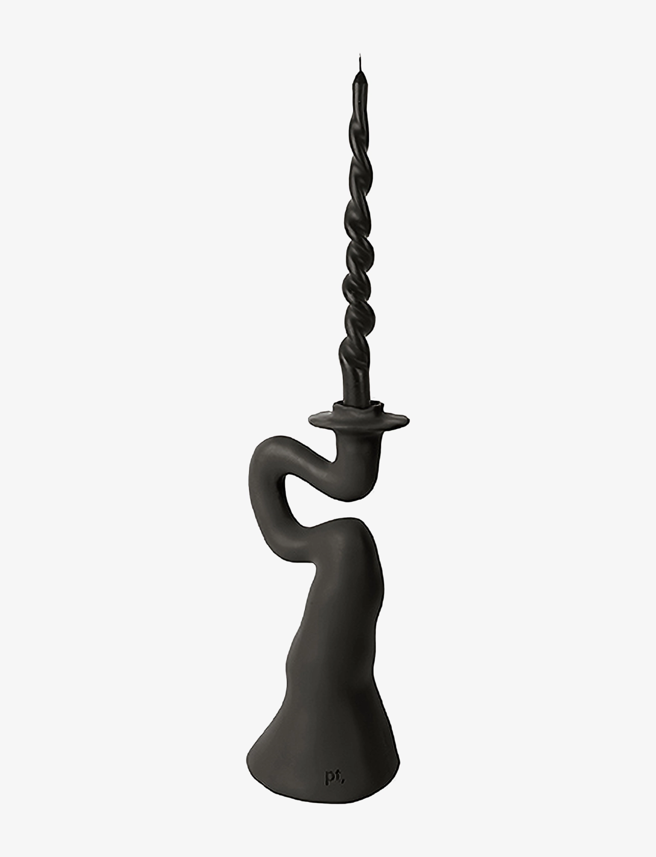 present time - Candle holder Organic Swirl large polyresin black - black - 2