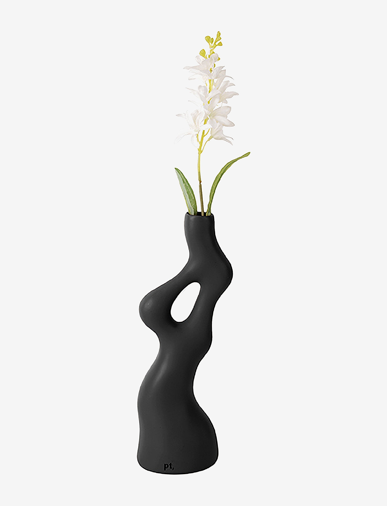 present time - Vase Organic Swirls polyresin black - black - 2