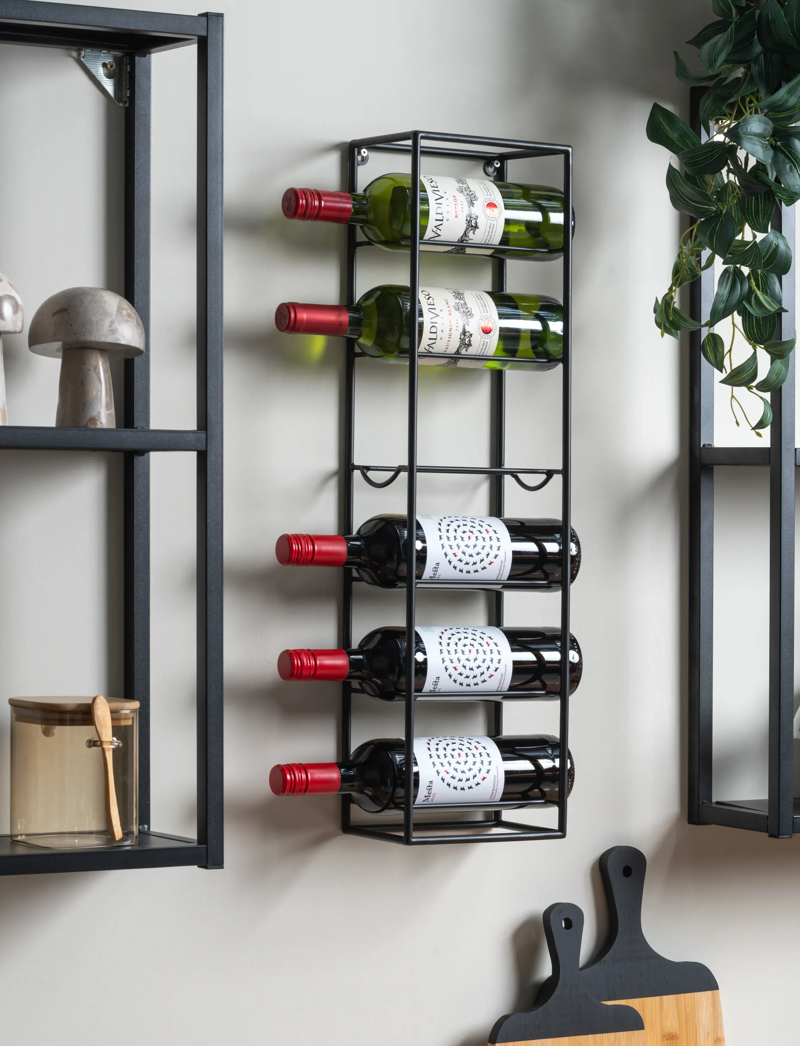 present time Wine Rack Single Metal Matt Black, H 66 cm, Furniture, Schwarz - Shelves, Homeware