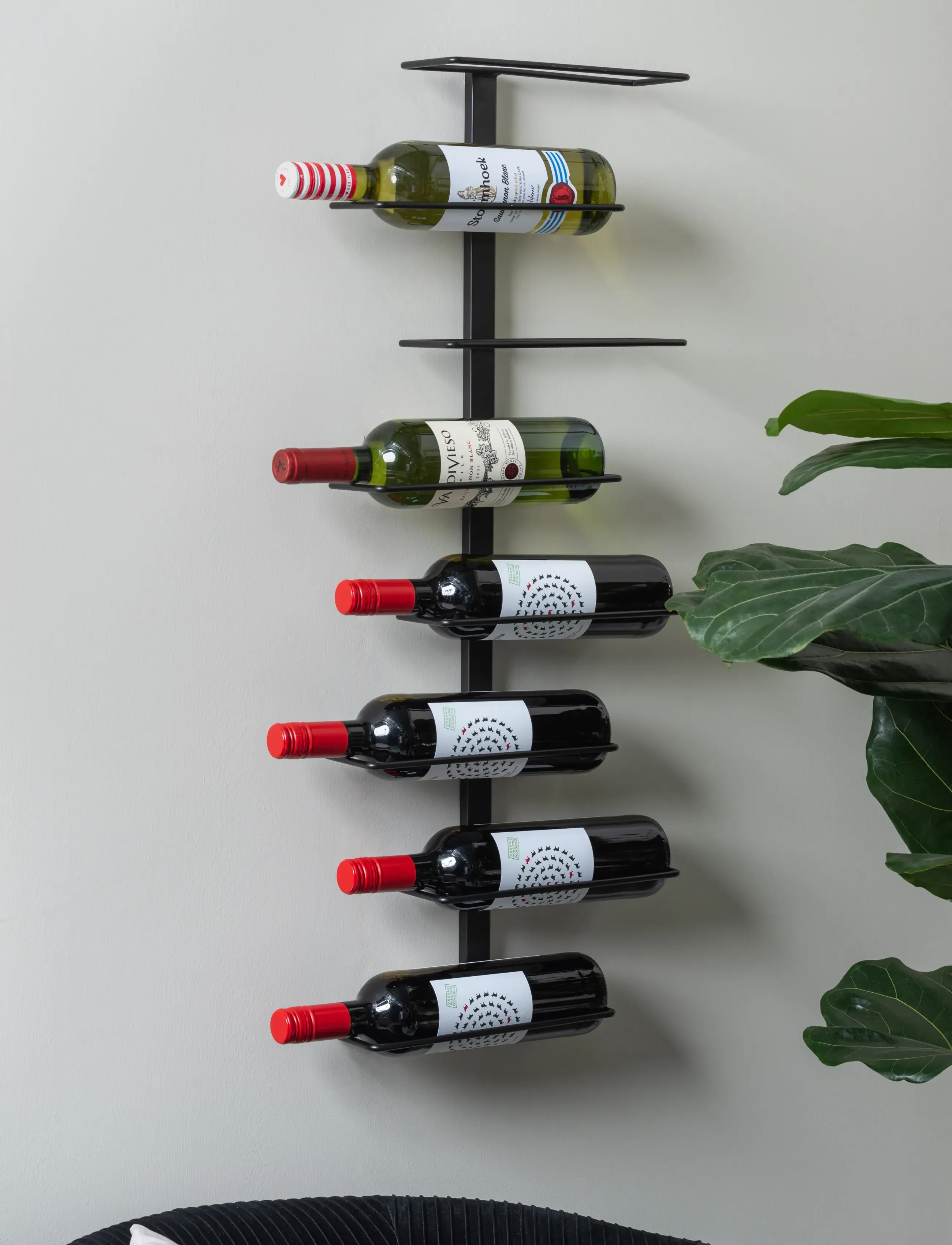 present time Wine Rack Float Metal Matt Black, H 80.5 cm, Furniture, Schwarz - Shelves, Homeware