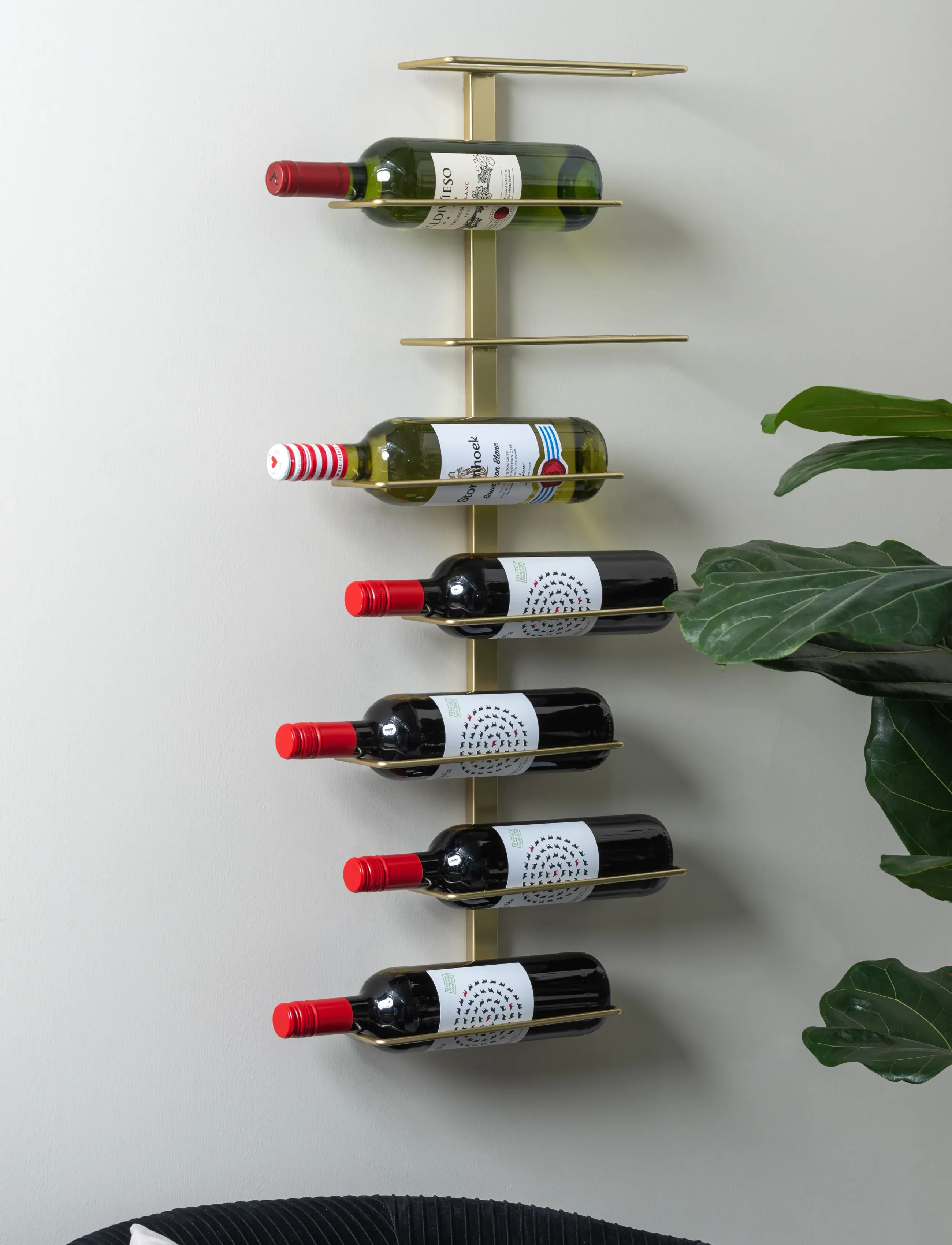 present time Wine Rack Float Metal Painted Gold, H 80.5 cm, Furniture, Gold - Shelves, Homeware