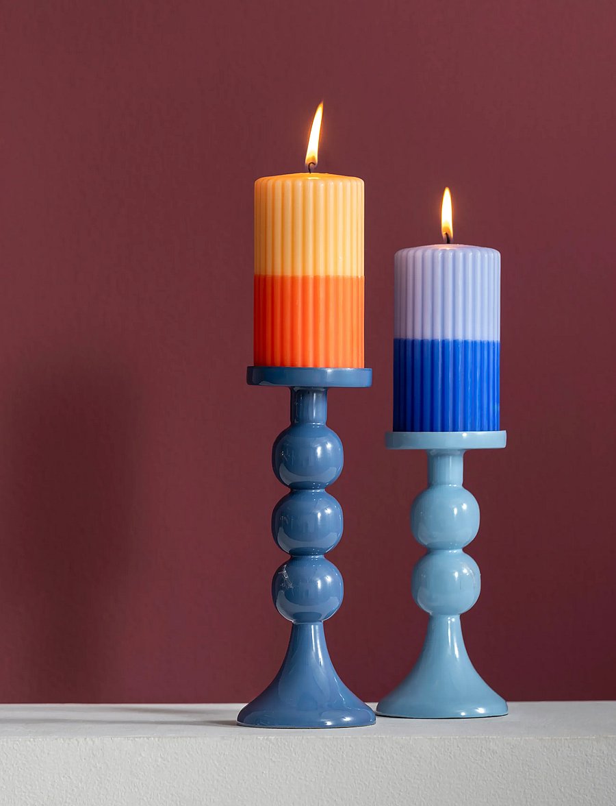 present time - Candle Holder Funky Medium - kerzenständer - blue - 0