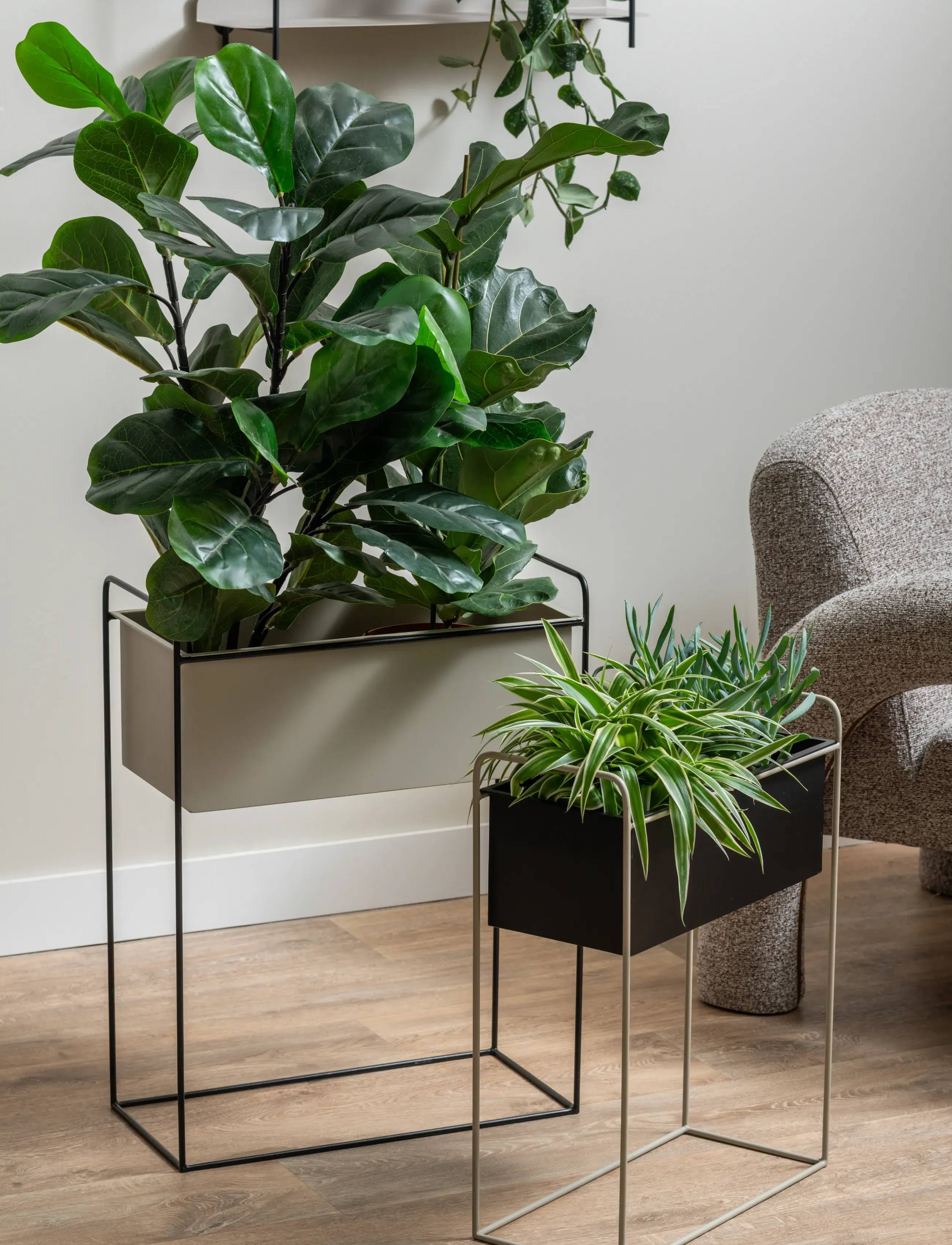 present time Plant Pot Set Reina Black W. Warm Grey, H 65 cm, Decoration, Schwarz - Flower Pots, Homeware