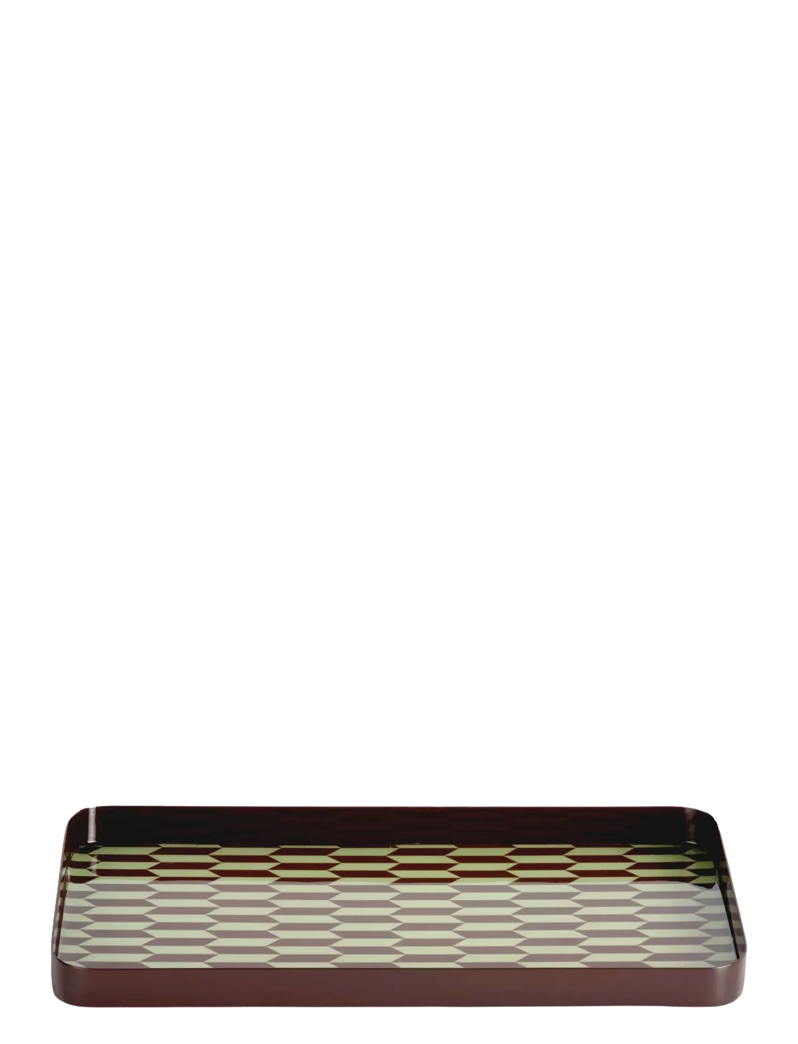 present time Tray Salerno rectangle medium burgundy red w. soft blue - Geschirr - CHOCOLATE BROWN W. SOFT GREEN / brown