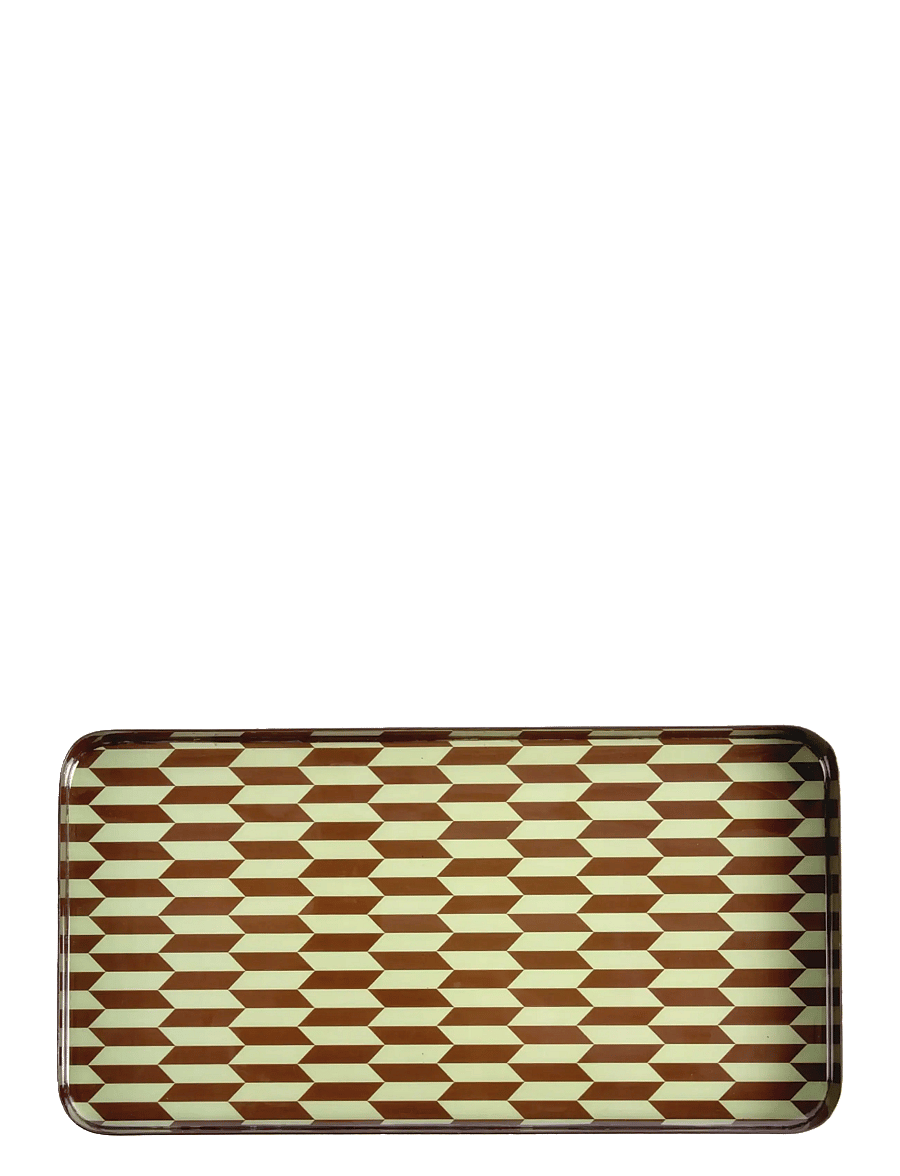 present time - Tray Salerno rectangle medium burgundy red w. soft blue - tabletts - chocolate brown w. soft green - 2