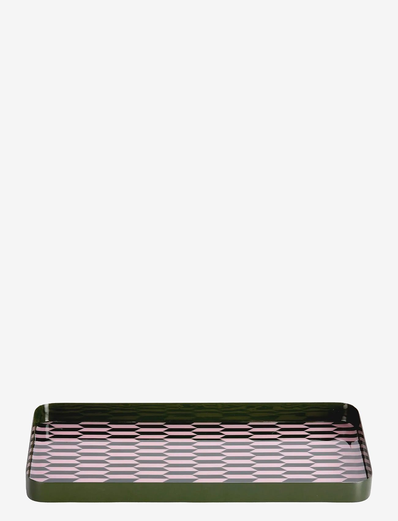 present time Tray Salerno Rectangle Medium Burgundy Red W. Soft Blue - Green - L 30CM