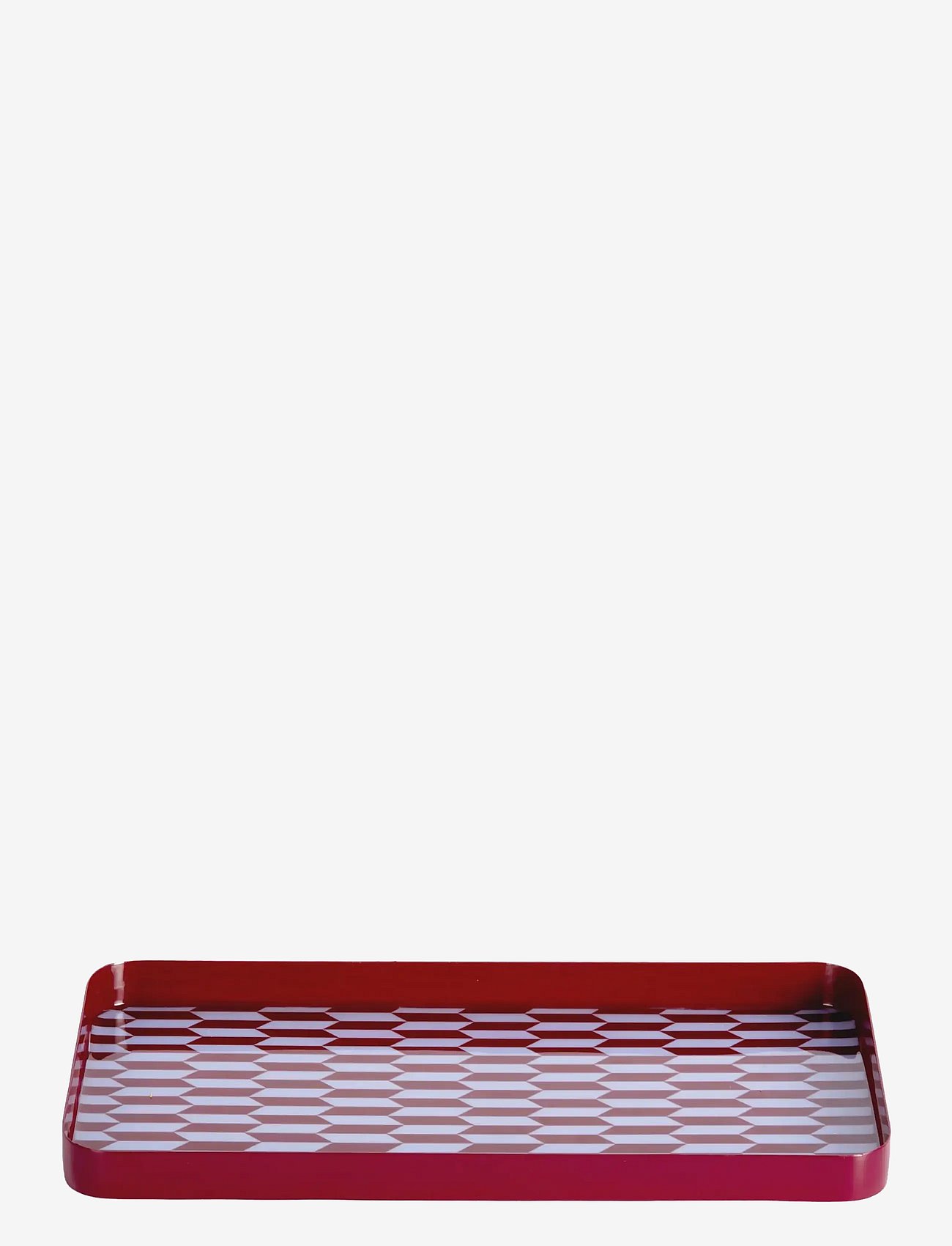 present time Tray Salerno Rectangle Medium Burgundy Red W. Soft Blue - Burgundy - L 30CM