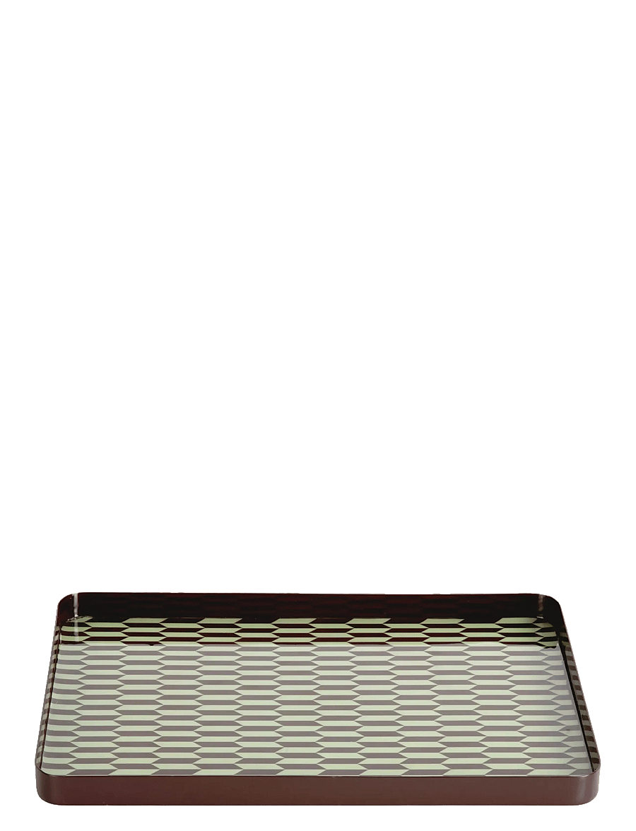 present time - Tray Salerno rectangle XL chocolate brown w. soft green - tabletts - chocolate brown w. soft green - 1