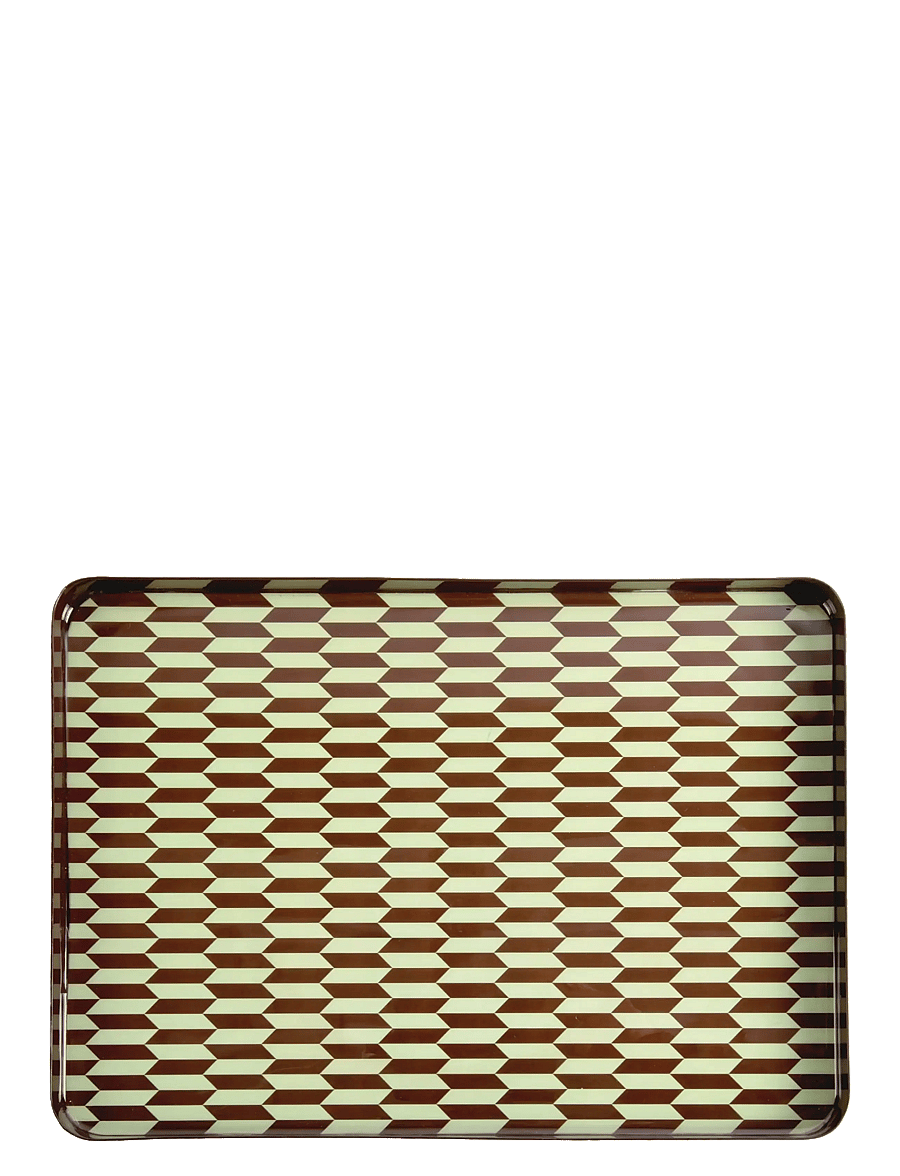 present time - Tray Salerno rectangle XL chocolate brown w. soft green - tabletts - chocolate brown w. soft green - 2