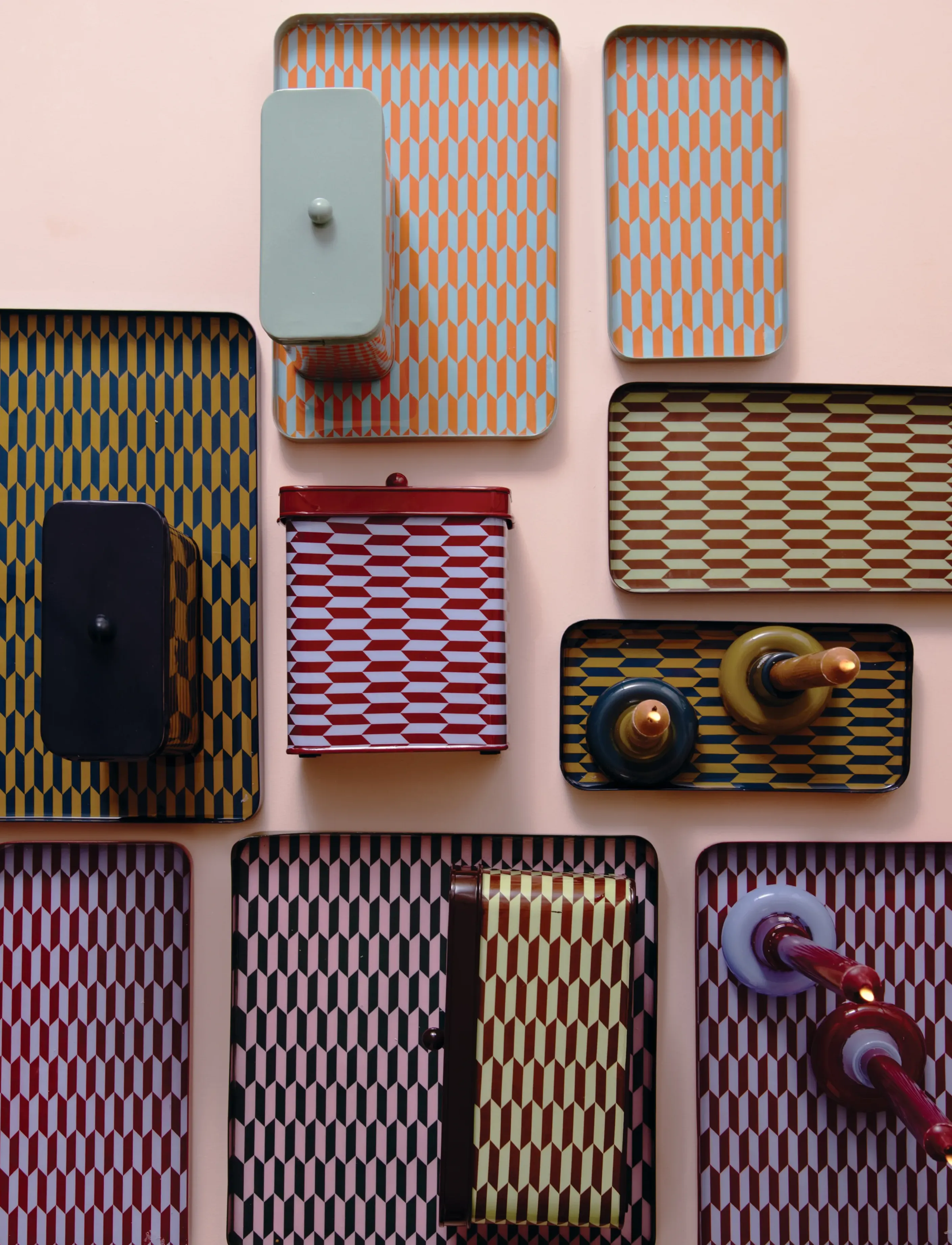 present time - Tray Salerno rectangle XL chocolate brown w. soft green - tabletts - chocolate brown w. soft green - 0