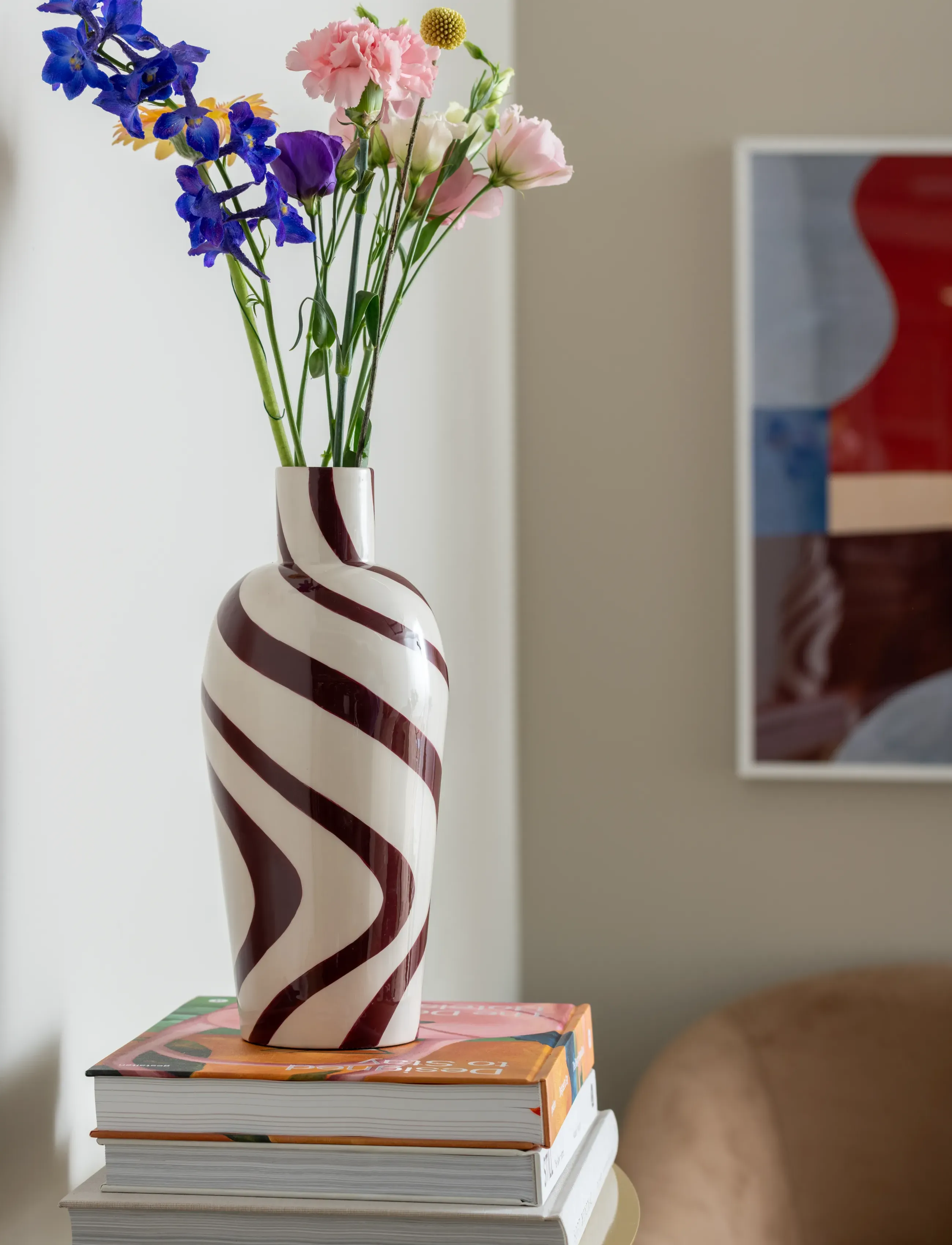 present time - Vase Dublin - vaasid - burgundy red w. off white - 0