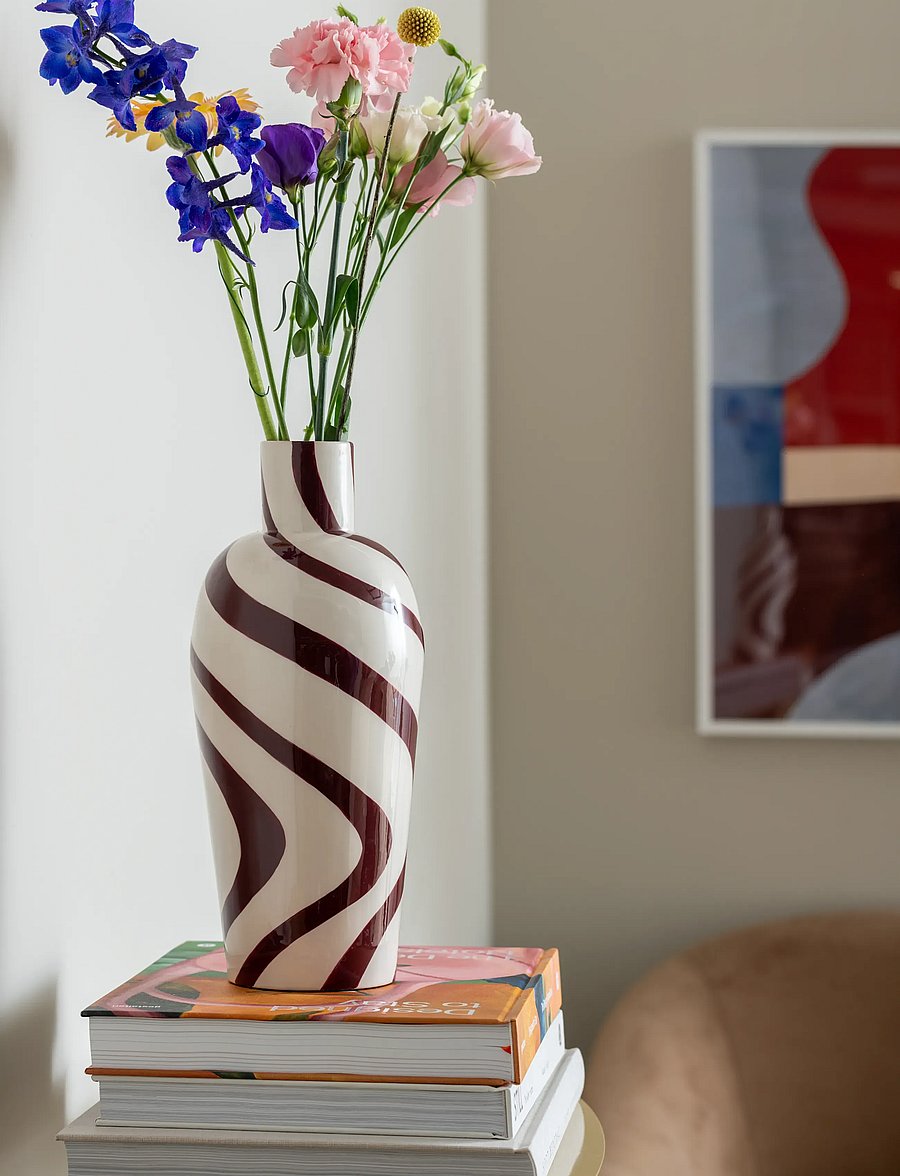 present time - Vase Dublin - vaasid - burgundy red w. off white - 0