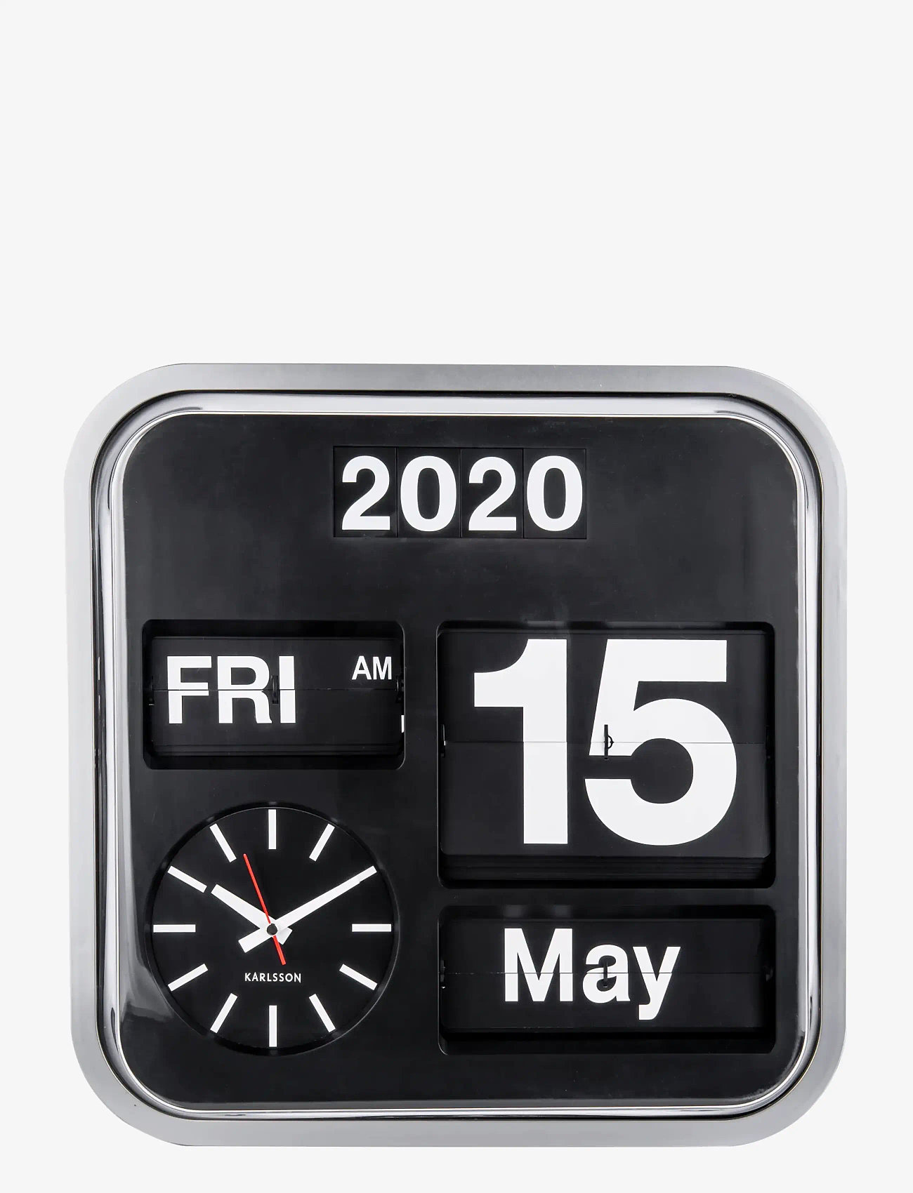 KARLSSON - Wall clock Big Flip - vægure - silver/black - 1