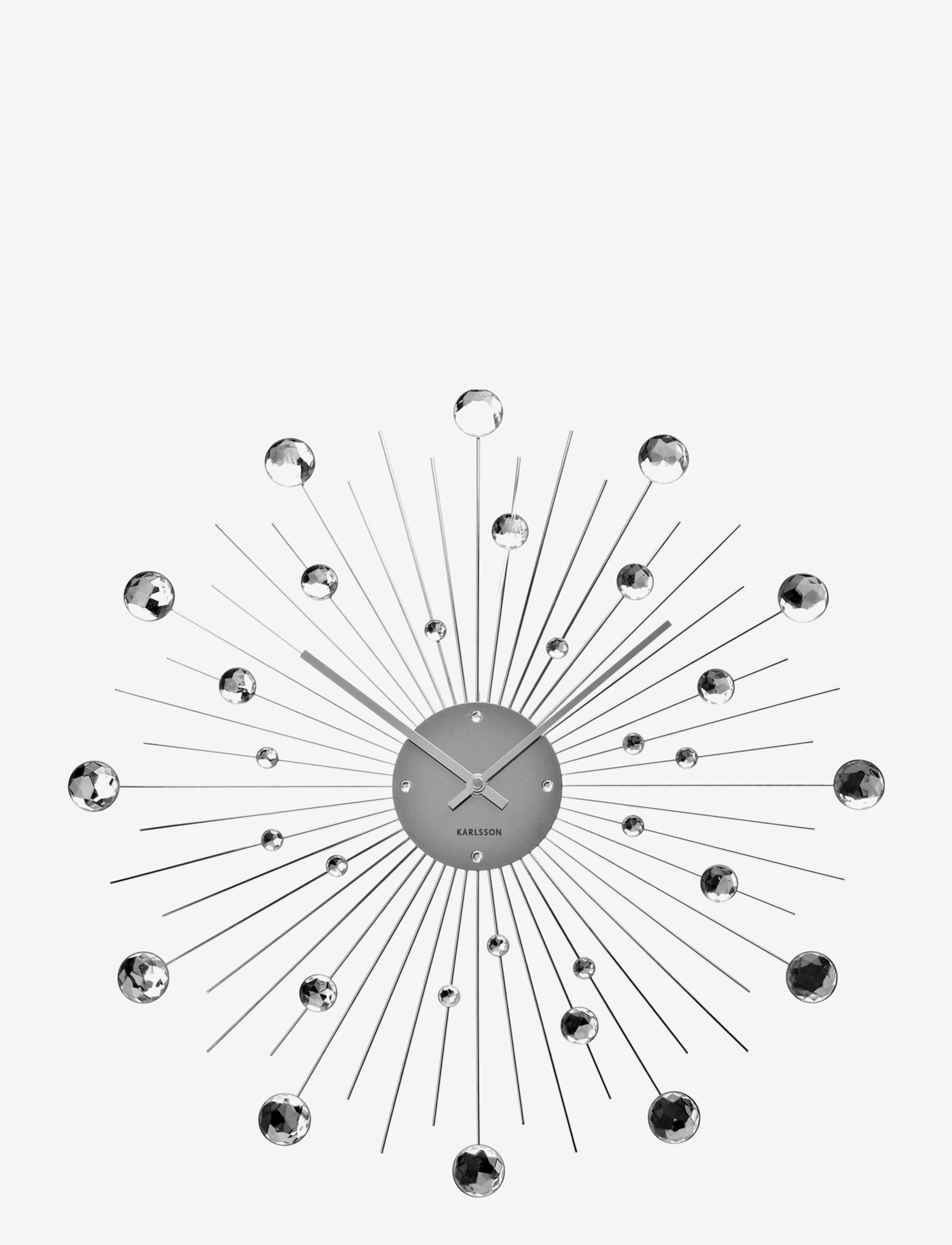 KARLSSON Wall Clock Sunburst Crystal, Vægur, Sølv, Str: 50CM