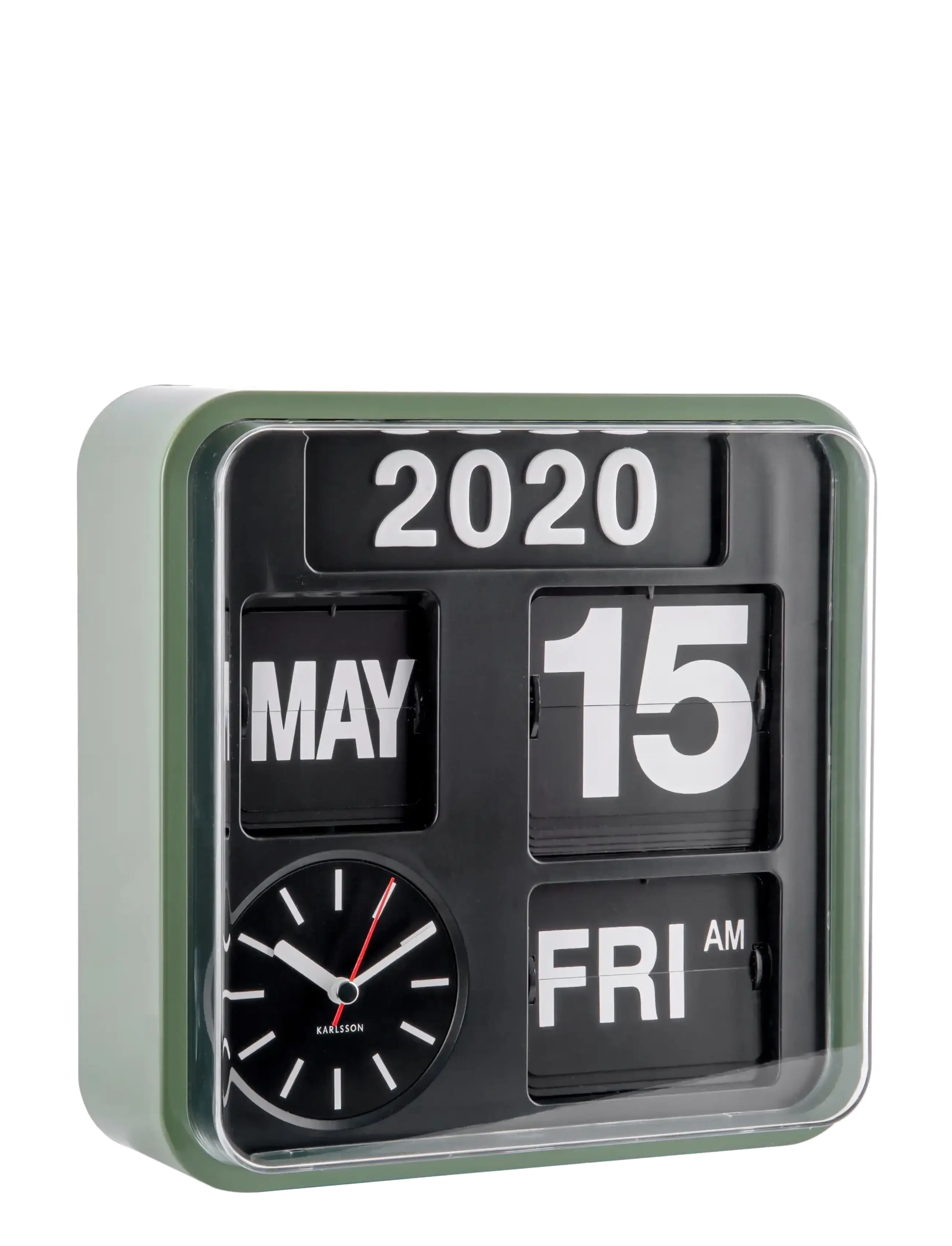 KARLSSON Wall Clock Mini Flip, Vægur, Grøn, Str: 24X24X10CM