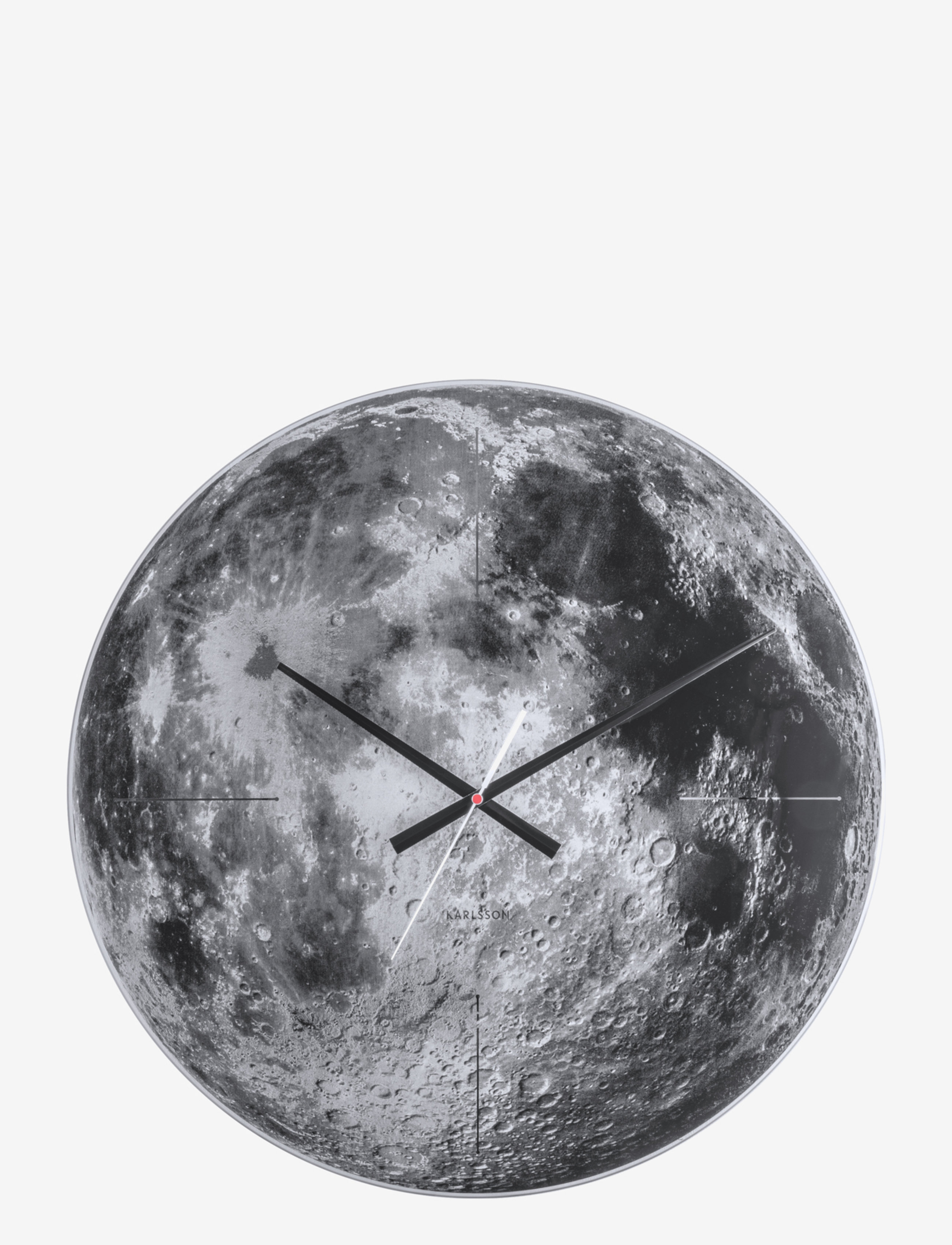 KARLSSON Wall Clock Moon, Vægur, Sort, Str: Ø60CM