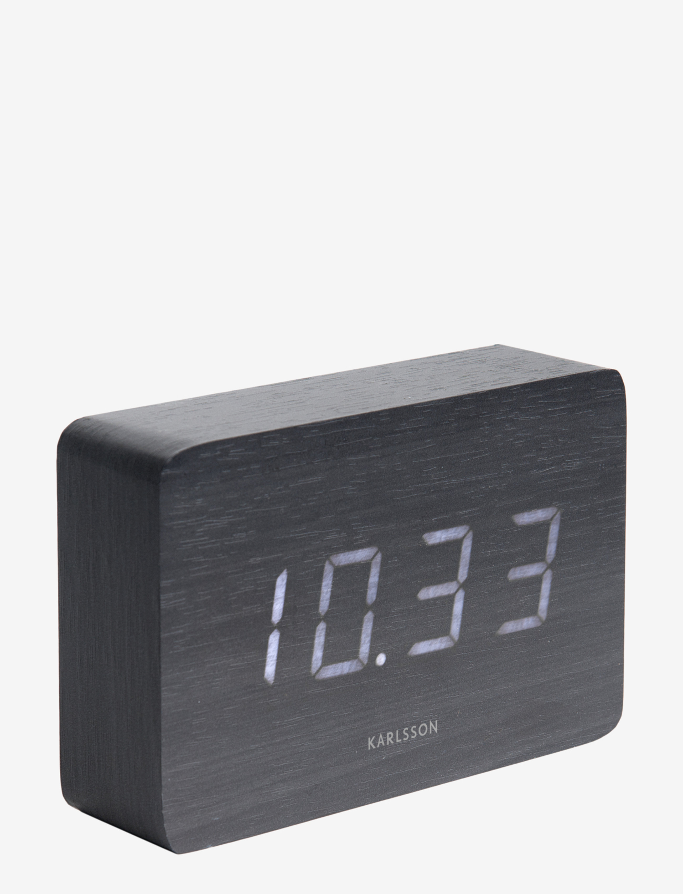 Alarm clock Square black veneer, white LED - BLACK
