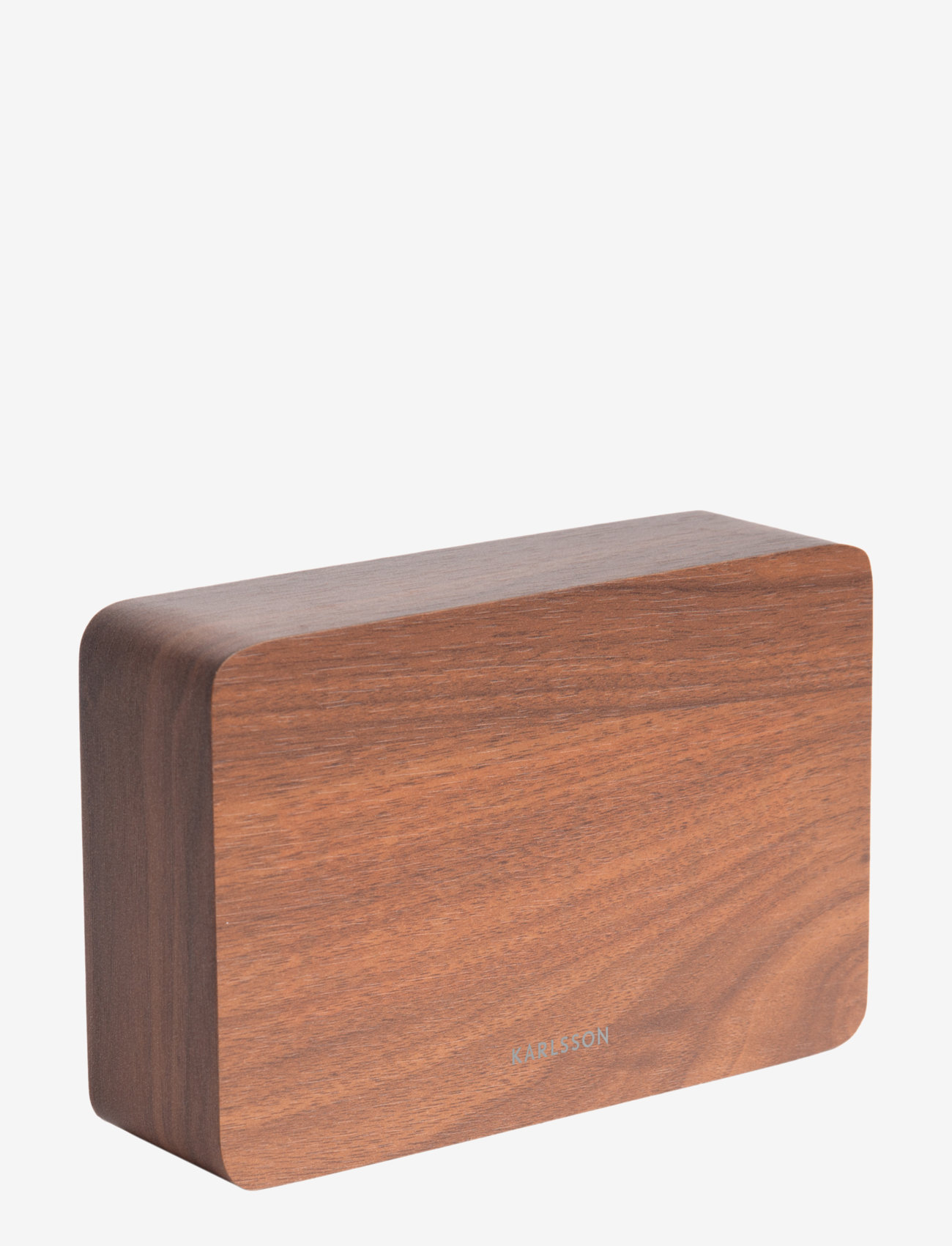 KARLSSON - Alarm clock Square black veneer, white LED - dark wood - 1