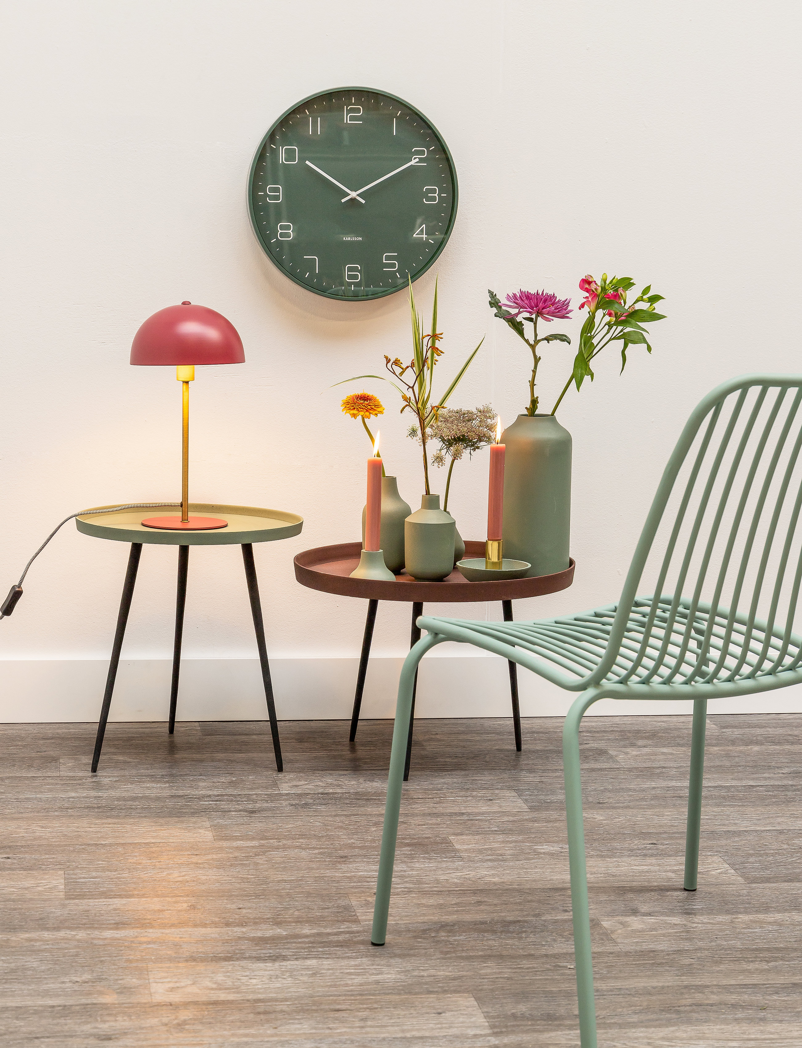 KARLSSON Wall Clock Lofty, Ø40 cm, Watches, Grün - Clocks, Homeware