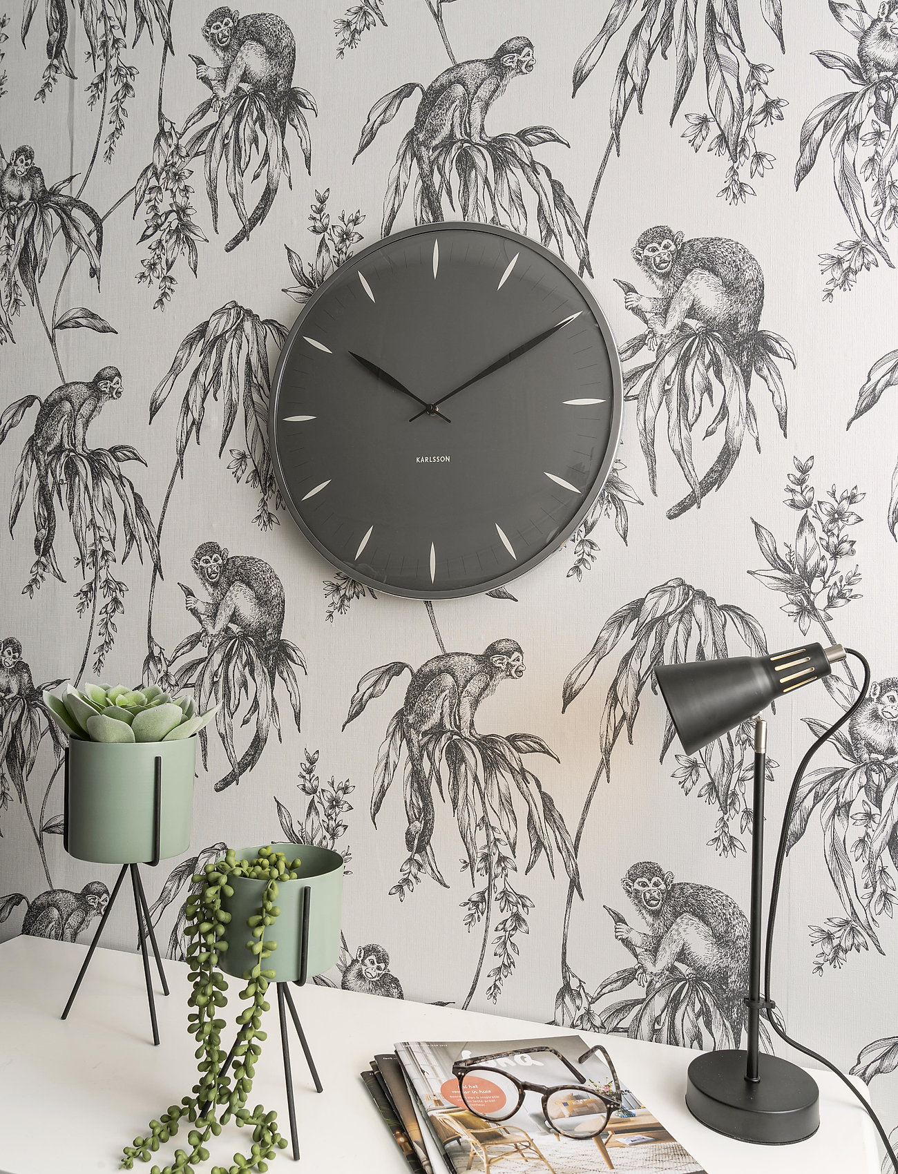 KARLSSON - Wall clock Leaf - sienas pulksteņi - grey - 1