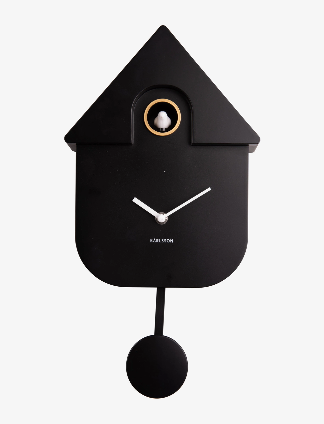 KARLSSON Wall Clock Modern Cuckoo Abs Soft Pink, Vægur, Sort, Str: 41X8.5X21.5CM