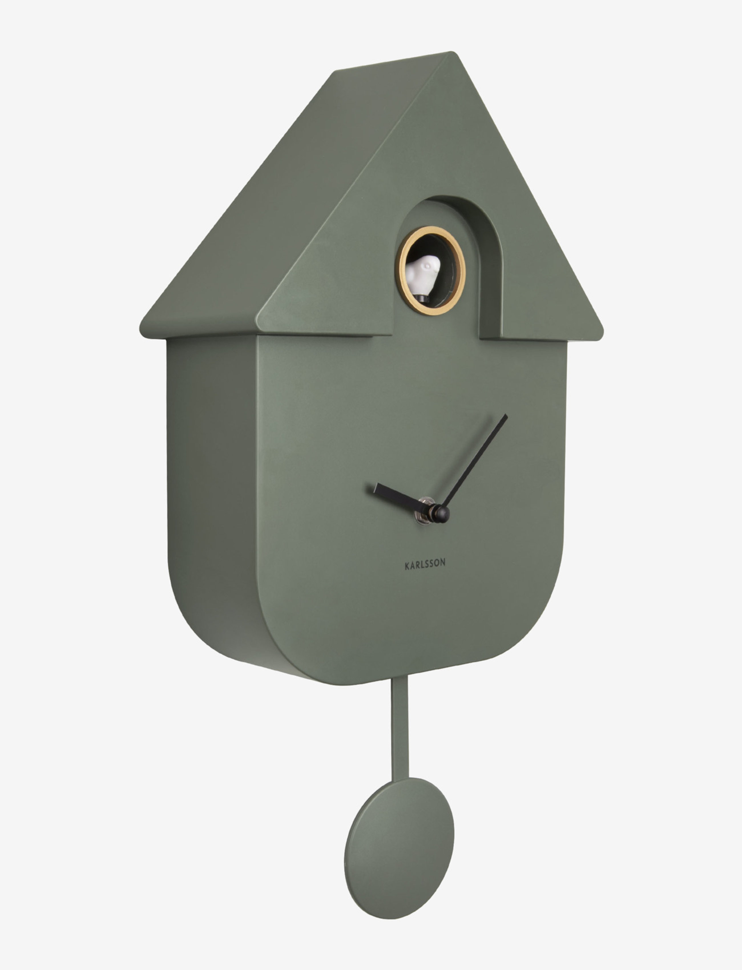 KARLSSON Wall Clock Modern Cuckoo Abs Soft Pink, Vægur, Grøn, Str: 41X8.5X21.5CM