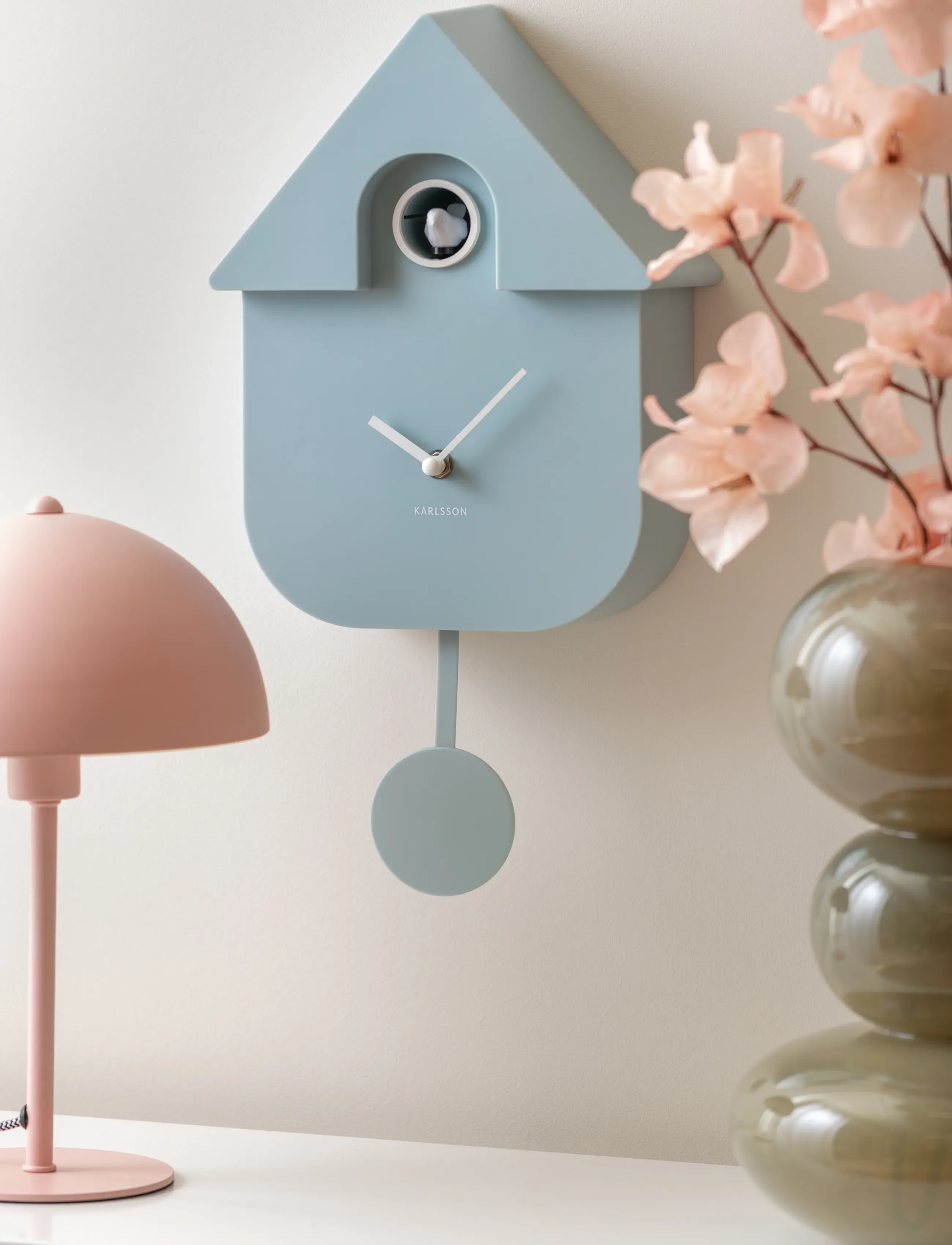 KARLSSON - Wall clock Modern Cuckoo ABS soft blue - køb efter pris - soft blue - 0