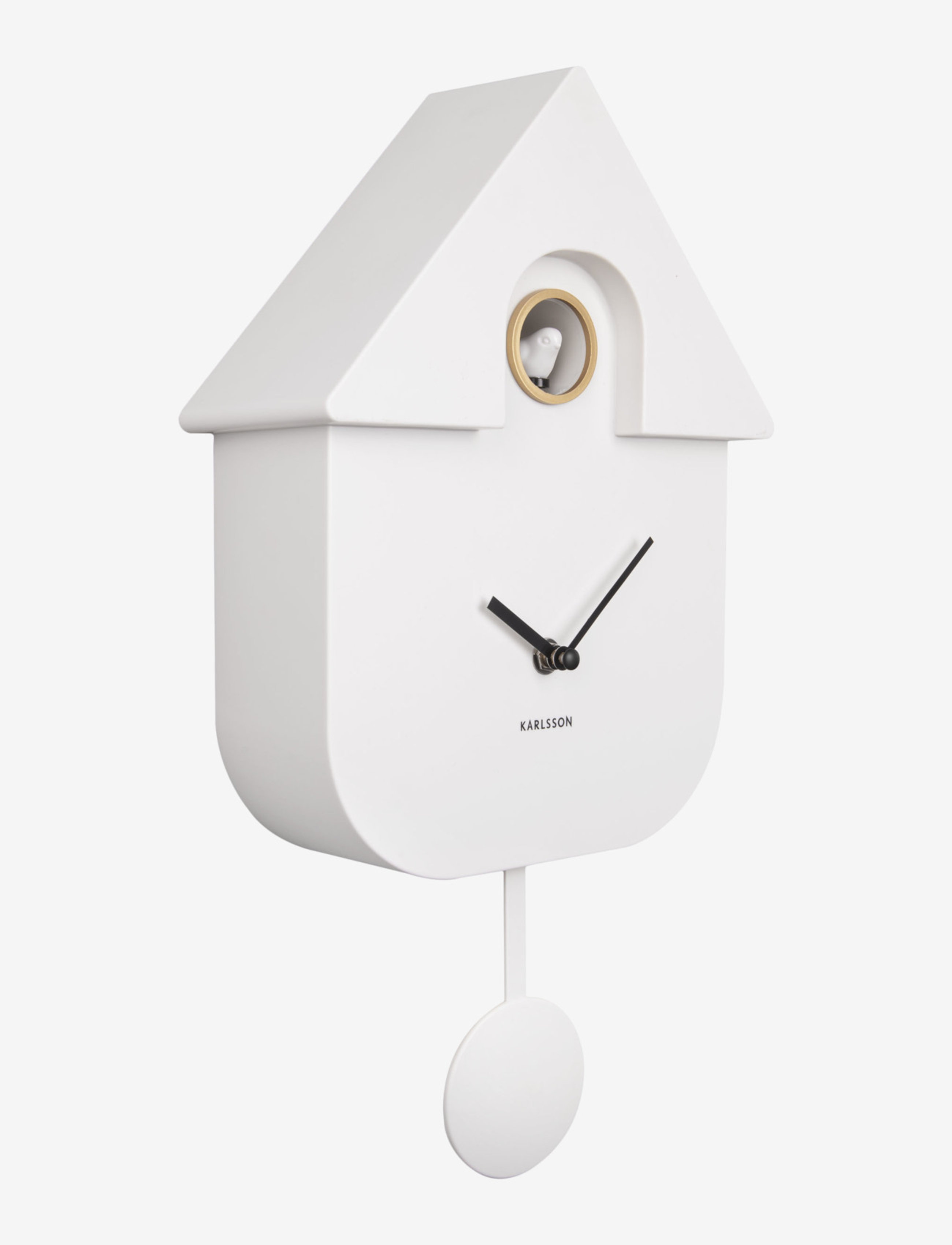 KARLSSON Wall Clock Modern Cuckoo Abs Soft Pink, Vægur, Hvid, Str: 41X8.5X21.5CM