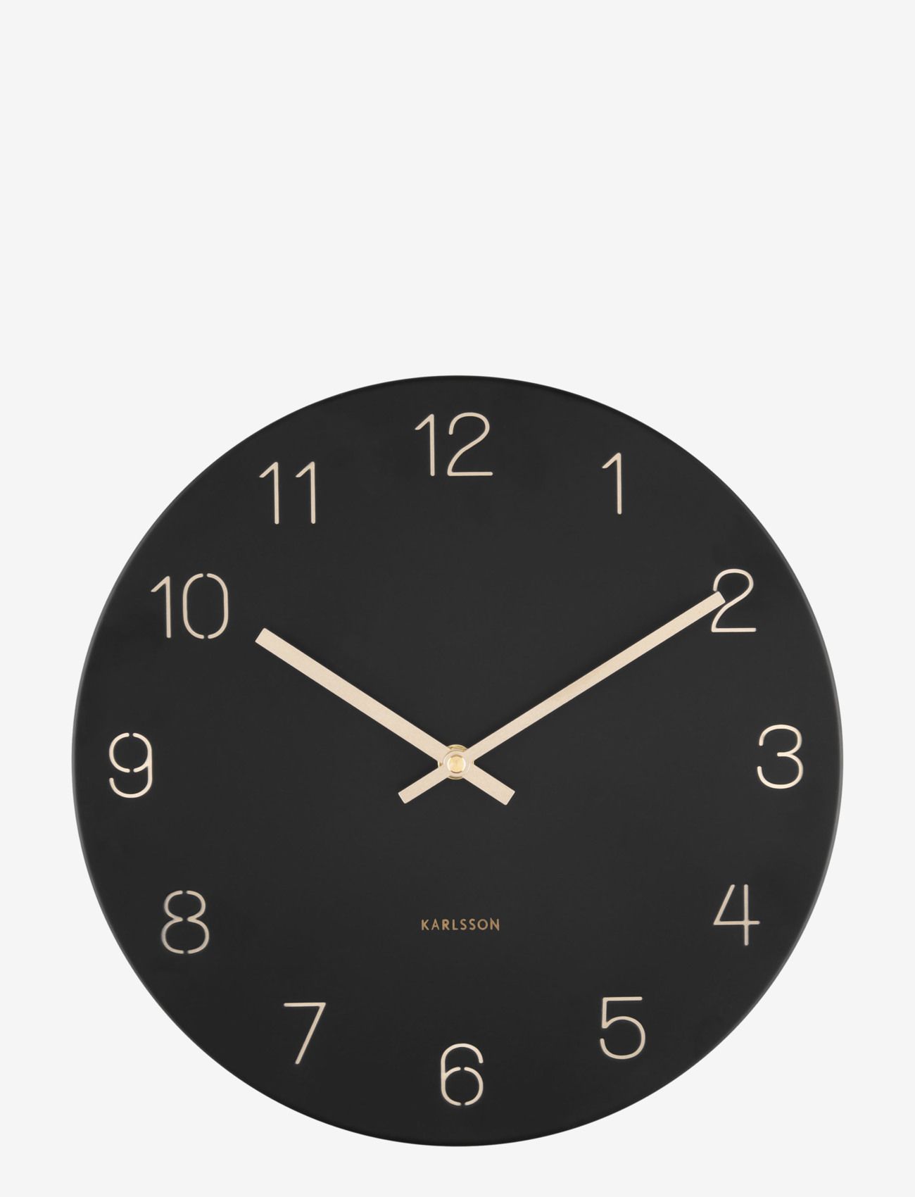 KARLSSON Wall Clock Charm Engraved Numbers, Vægur, Sort, Str: Ø30CM