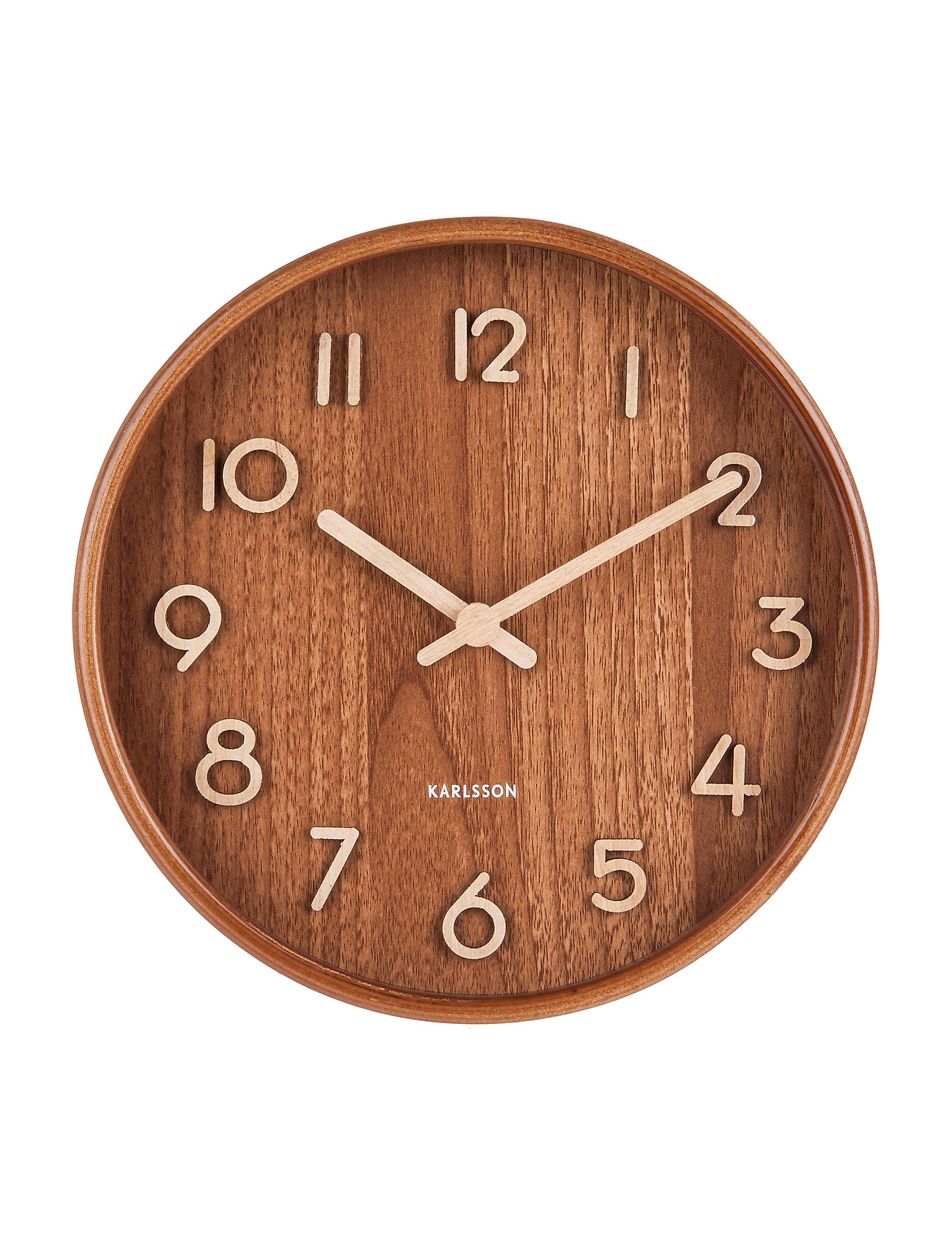 KARLSSON Wall Clock Pure Small Dark Basswood, Ø22 cm, Watches, Braun - Clocks, Homeware
