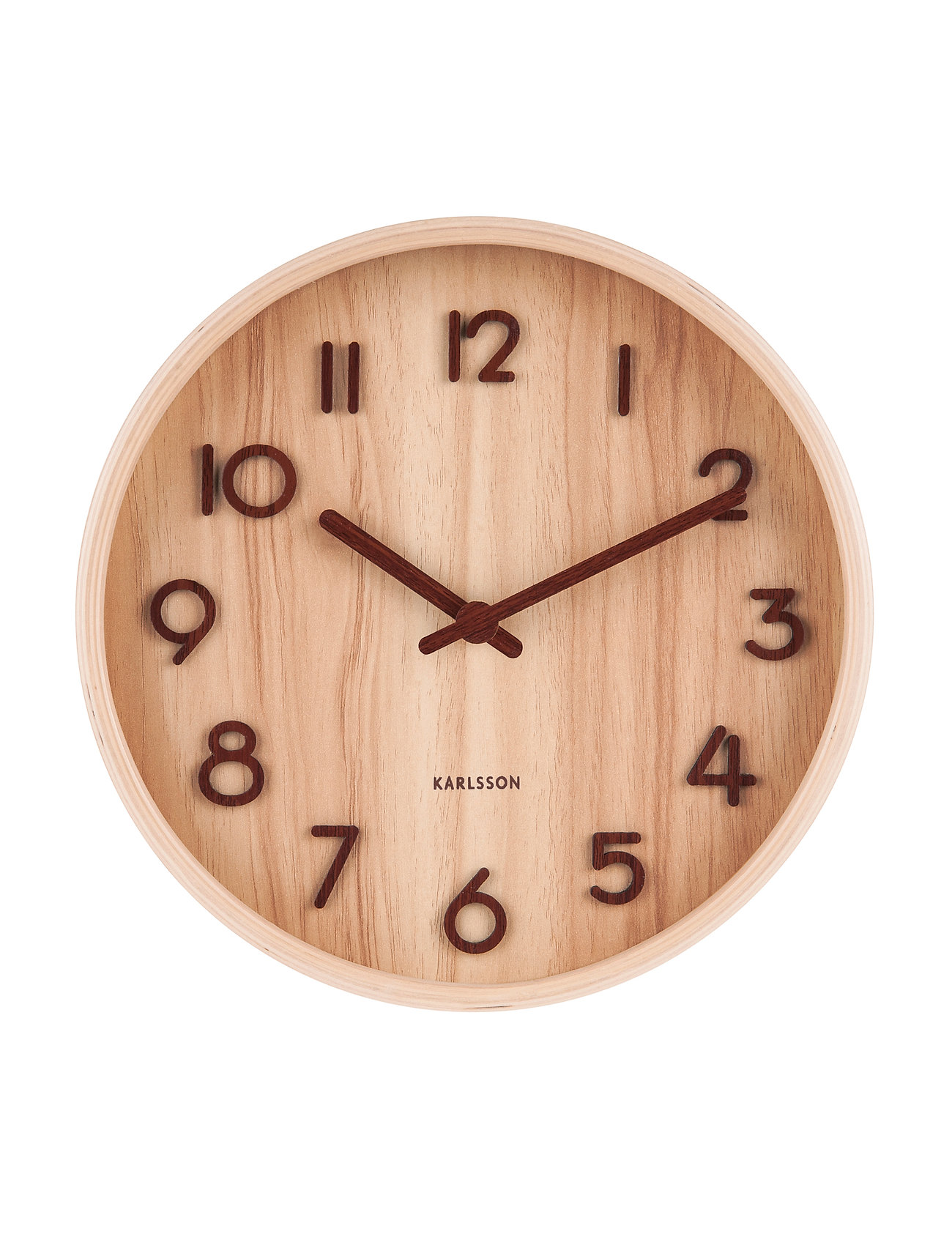 KARLSSON Wall Clock Pure Small Dark Basswood, Ø22 cm, Watches, Beige - Clocks, Homeware