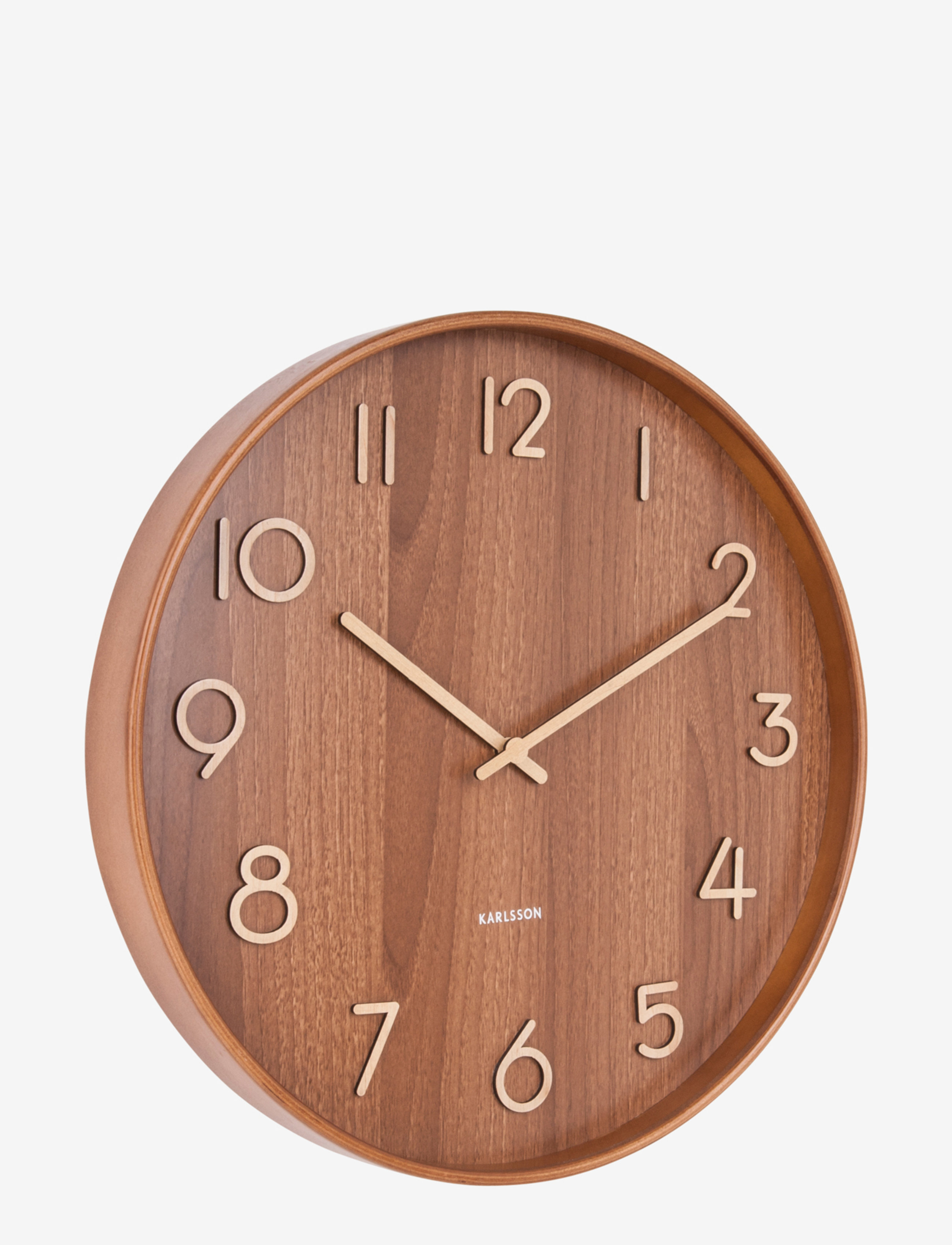 KARLSSON Wall clock Pure medium light basswood - KARLSSON - DARK BASSWOOD / brown