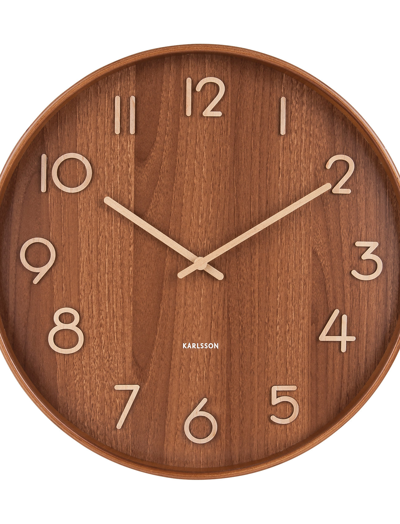 KARLSSON Wall Clock Pure Medium Dark Basswood, Ø40 cm, Watches, Braun - Clocks, Homeware