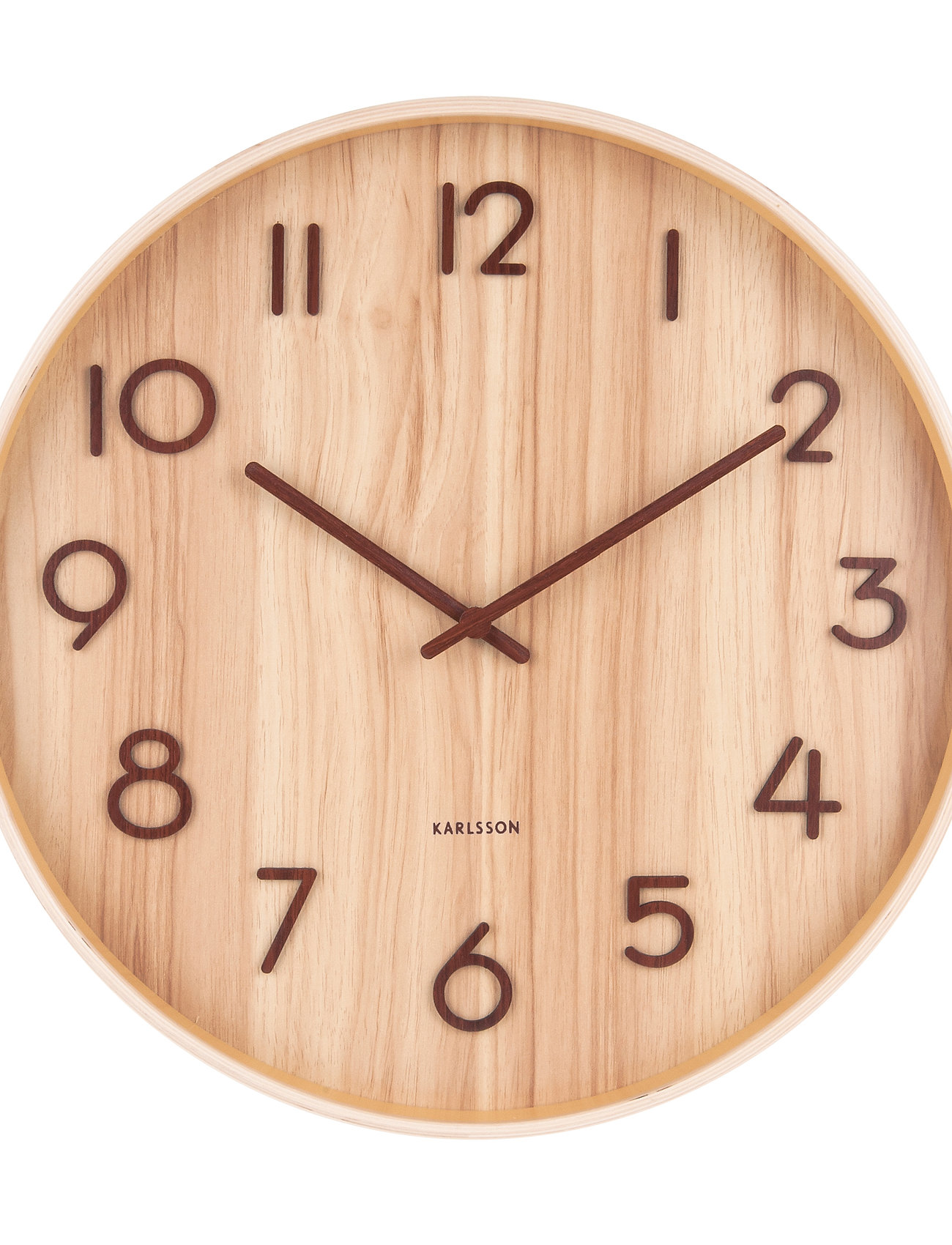 KARLSSON Wall Clock Pure Medium Dark Basswood, Ø40 cm, Watches, Beige - Clocks, Homeware