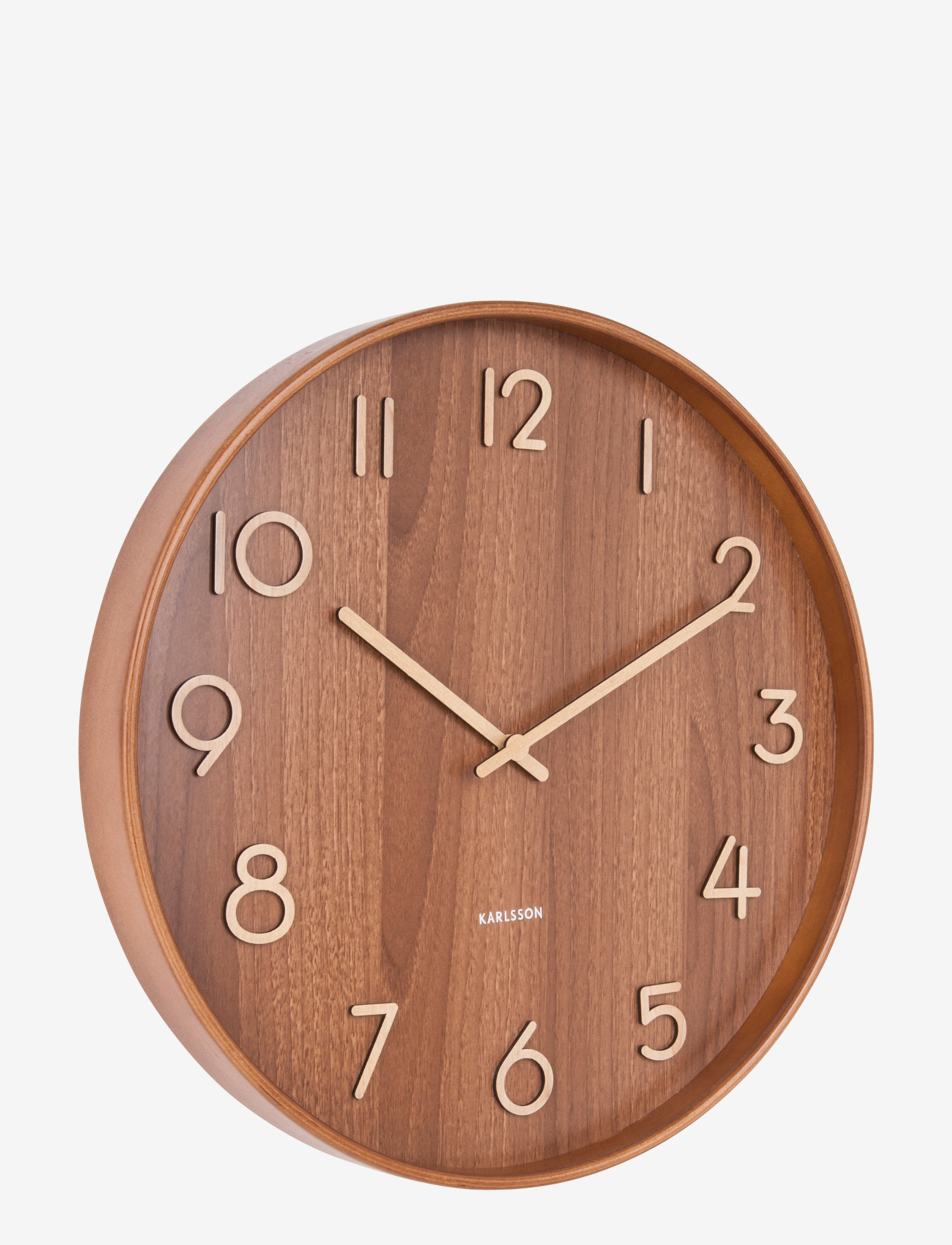 KARLSSON Wall Clock Pure Large Dark Basswood, Vægur, Brun, Str: Ø60CM