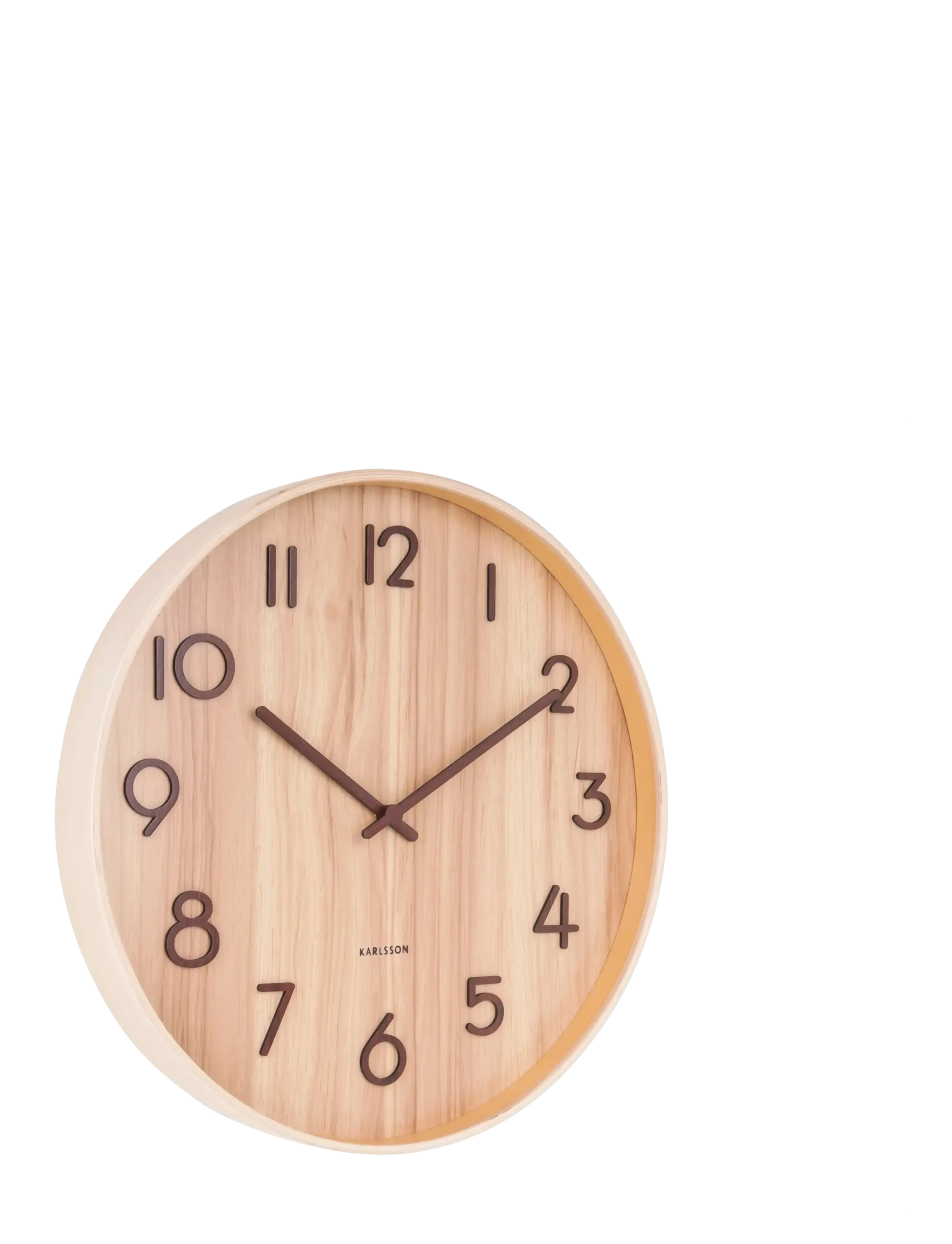 KARLSSON Wall clock Pure large dark basswood - Ure - LIGHT BASSWOOD / brown