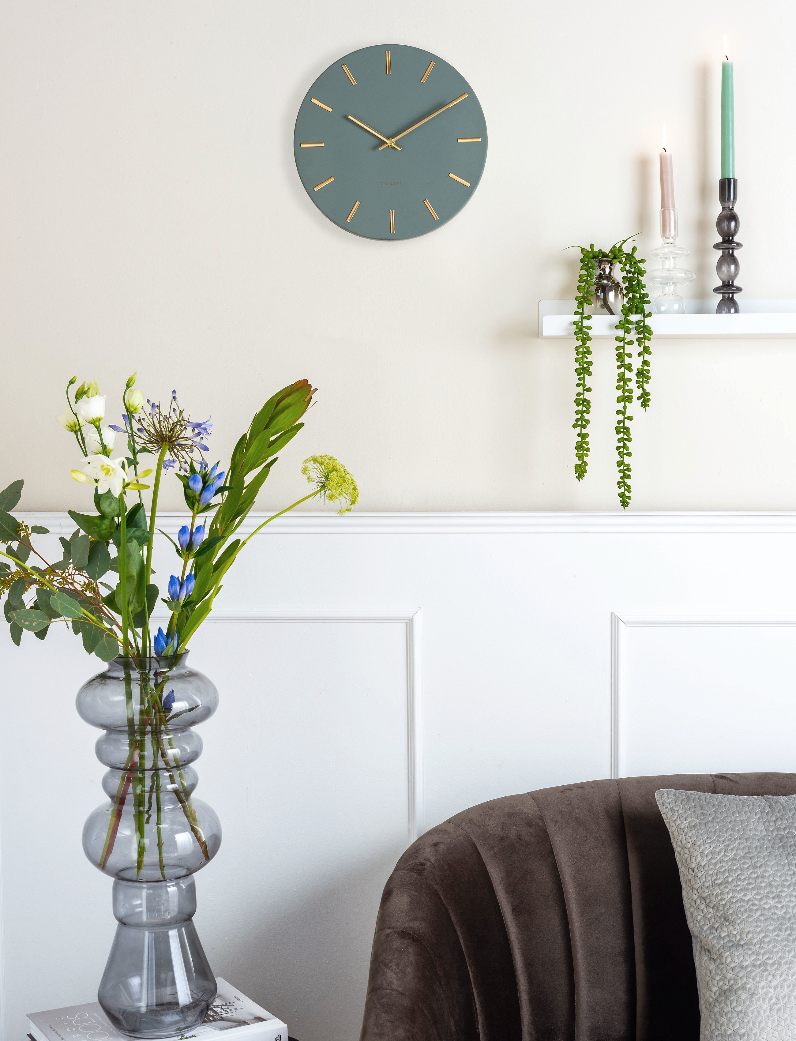 KARLSSON Wall Clock Charm, 30X30X3.5 cm, Watches, Grün - Clocks, Homeware