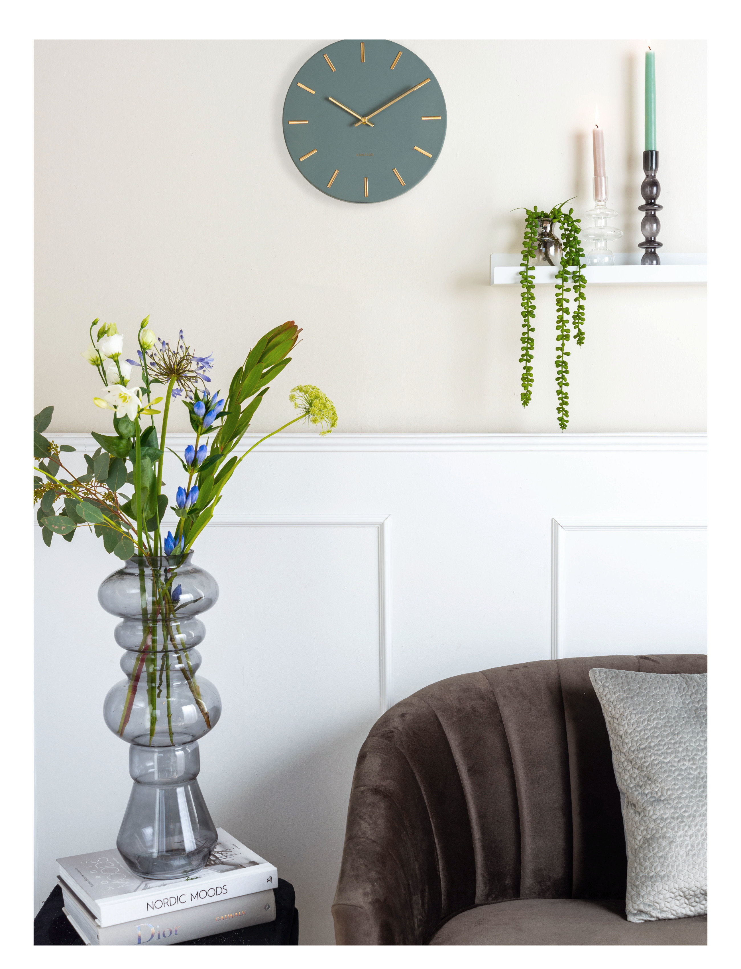 KARLSSON Wall Clock Charm, Vægur, Grøn, Str: 30X30X3.5CM