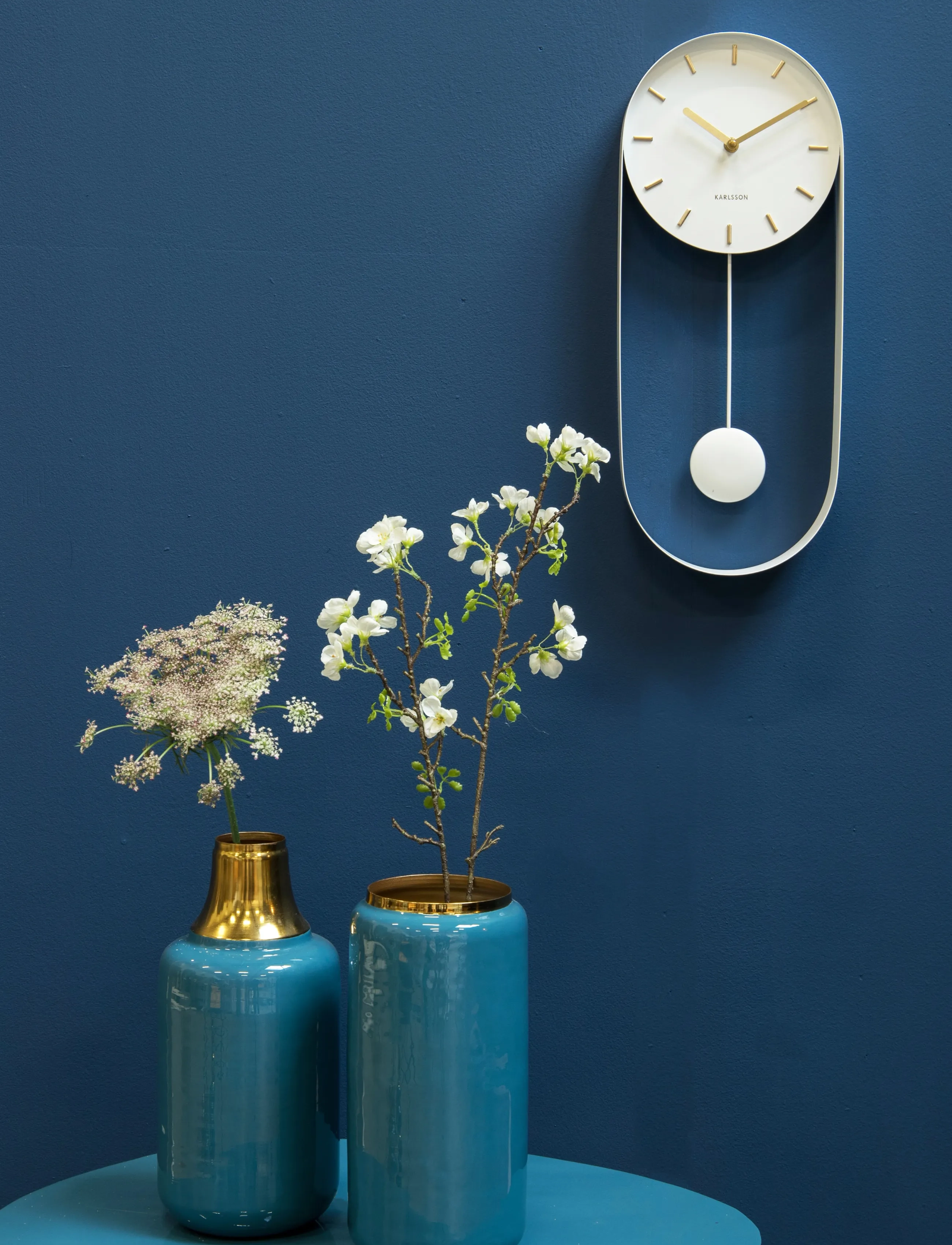 KARLSSON Wall Clock Pendulum Charm Steel White, 32.5X20X5 cm, Watches, Weiß - Clocks, Homeware