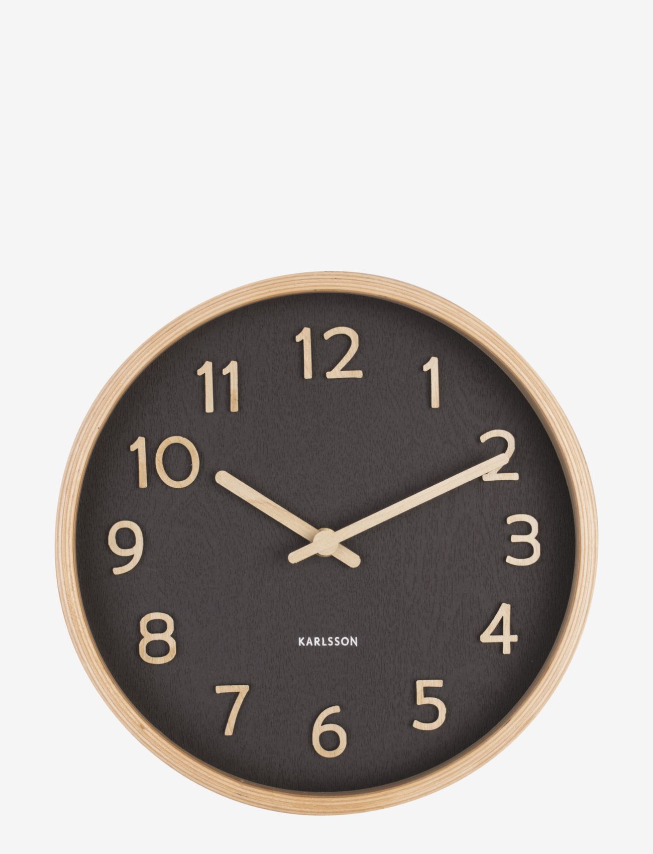KARLSSON - Wall clock Pure wood grain small - wanduhren - black - 1