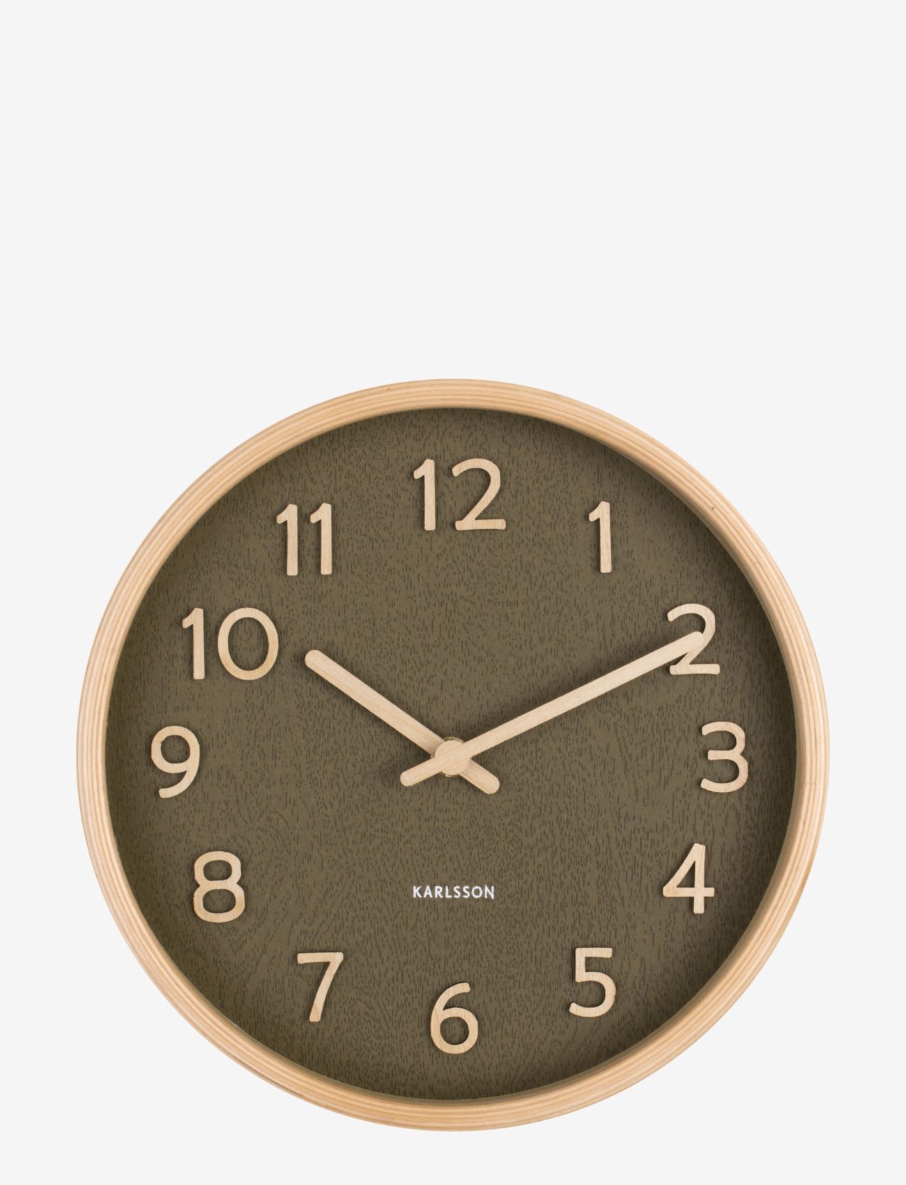KARLSSON - Wall clock Pure wood grain small - shop etter pris - moss green - 1