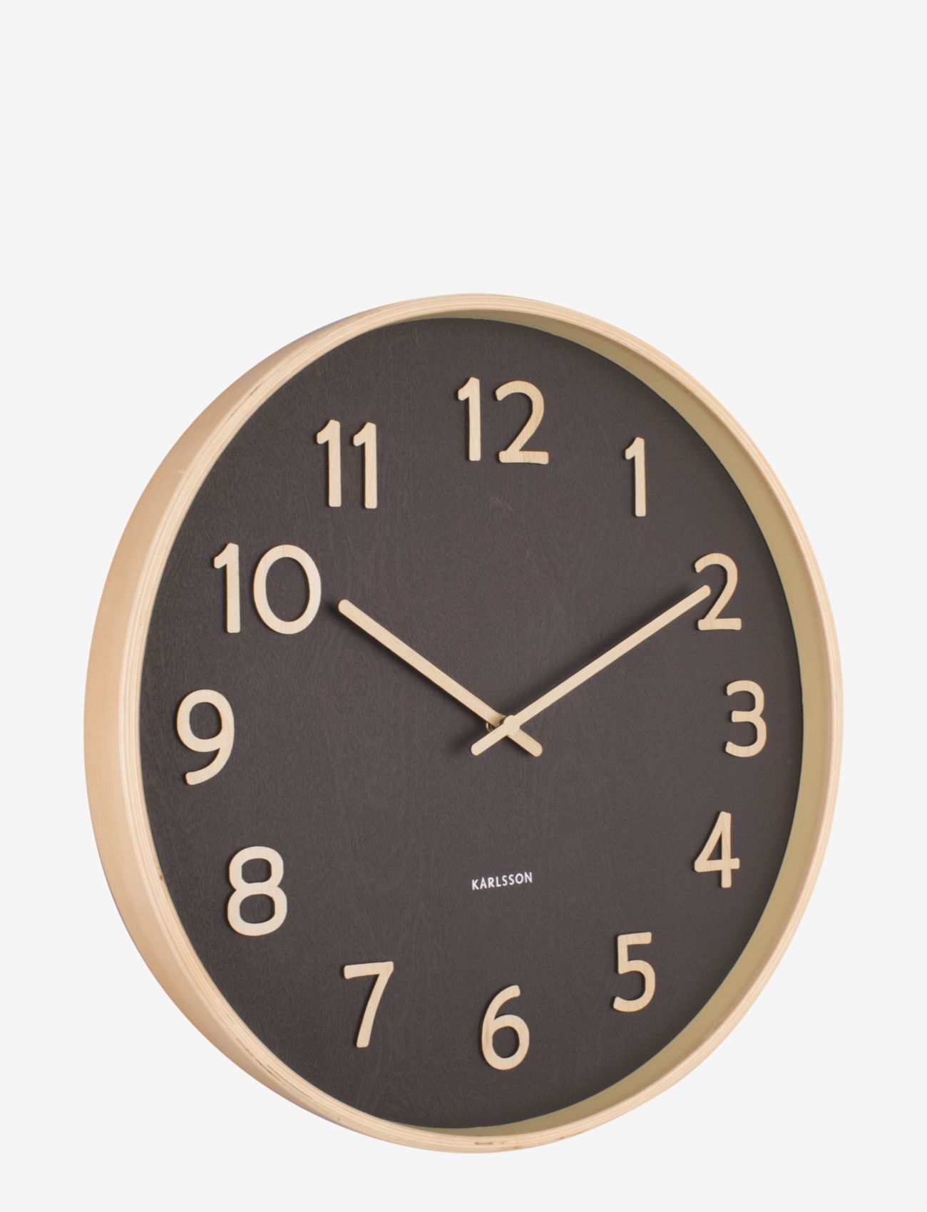 KARLSSON Wall Clock Pure Wood Grain, Ø40 cm, Watches, Schwarz - Clocks, Homeware
