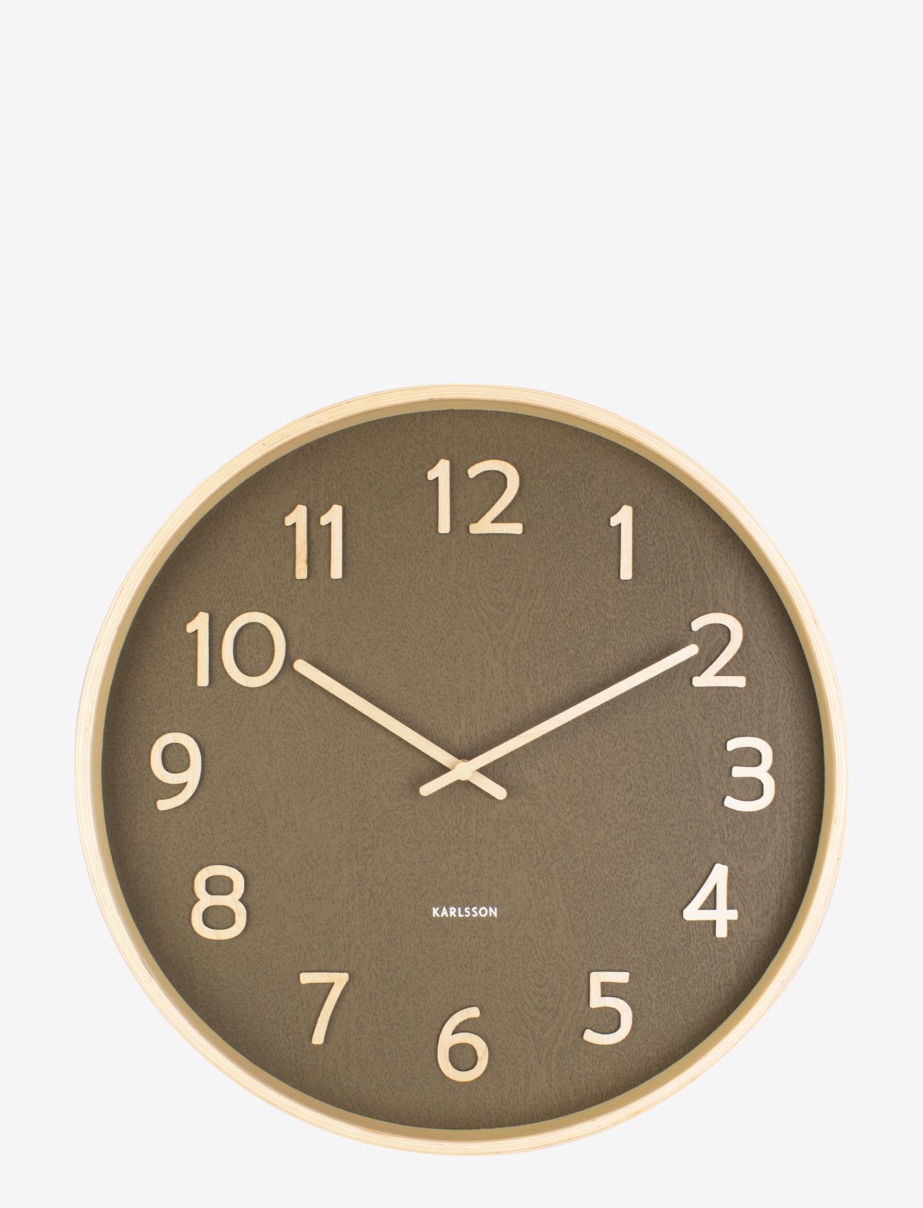 KARLSSON - Wall clock Pure wood grain - veggklokker - moss green - 1