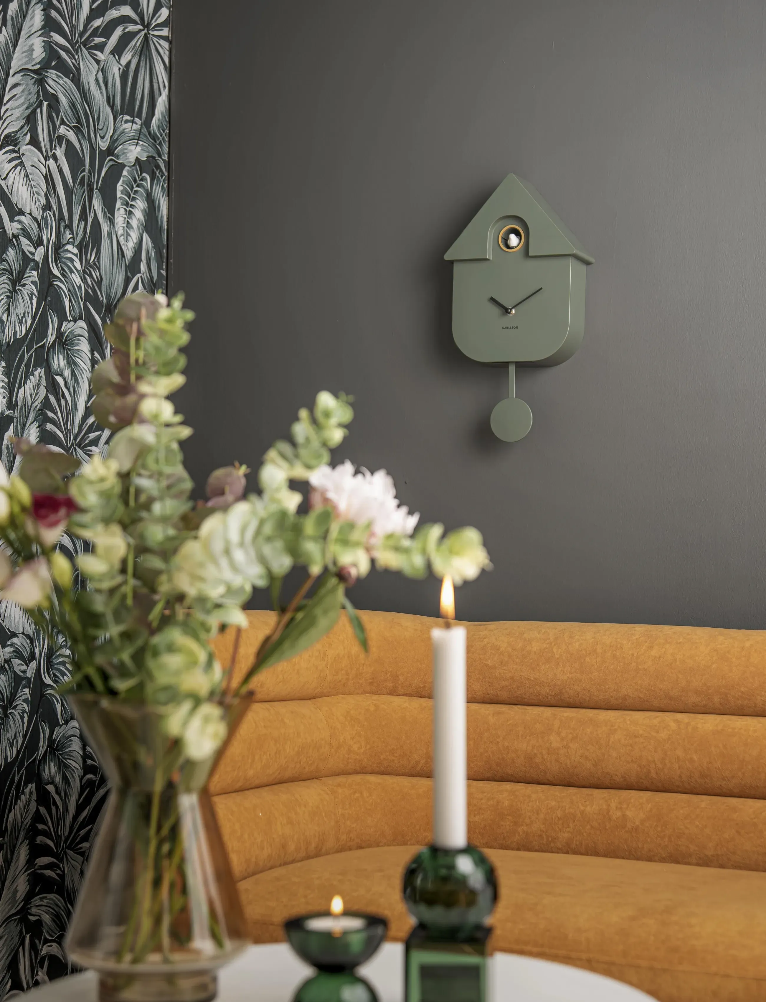KARLSSON - Wall clock Modern Cuckoo ABS metallic dark blue - vægure - metallic jungle green - 0