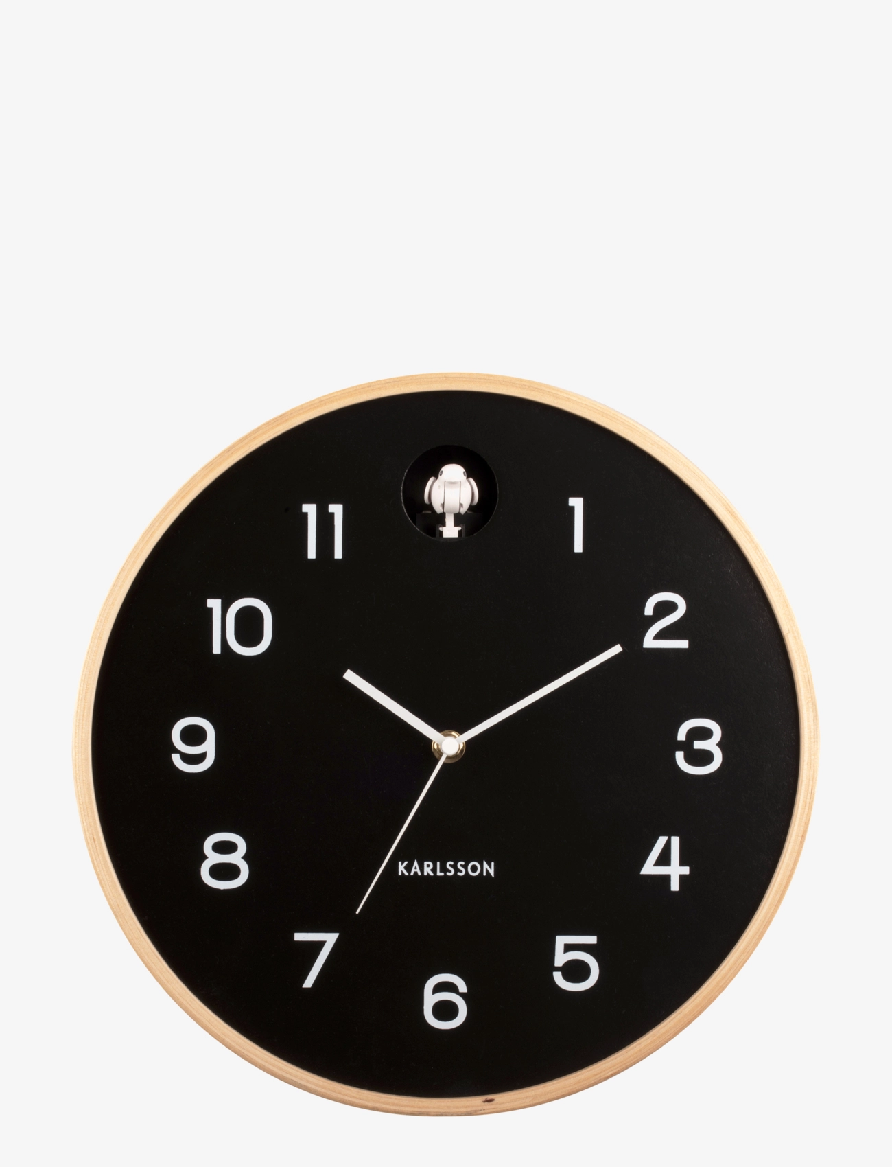 KARLSSON Wall Clock Natural Cuckoo Birch Wood Schwarz Schwarz - One Size - Unisex